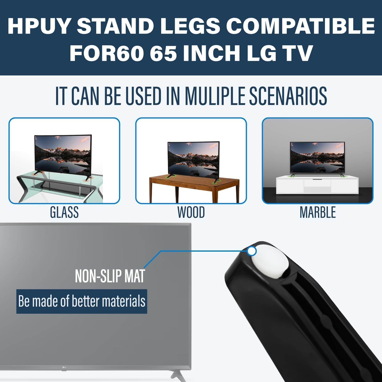 HPUY for LG TV Legs Replacement for LG 65 Inch TV Legs and 60 Inch Lg Tv Replacement Legs with Screws,Compatible for LG Models 60UJ6050 60UK6090 60UM6900 60UN7300 65UJ6300 65UK6090 65UM7300PUA