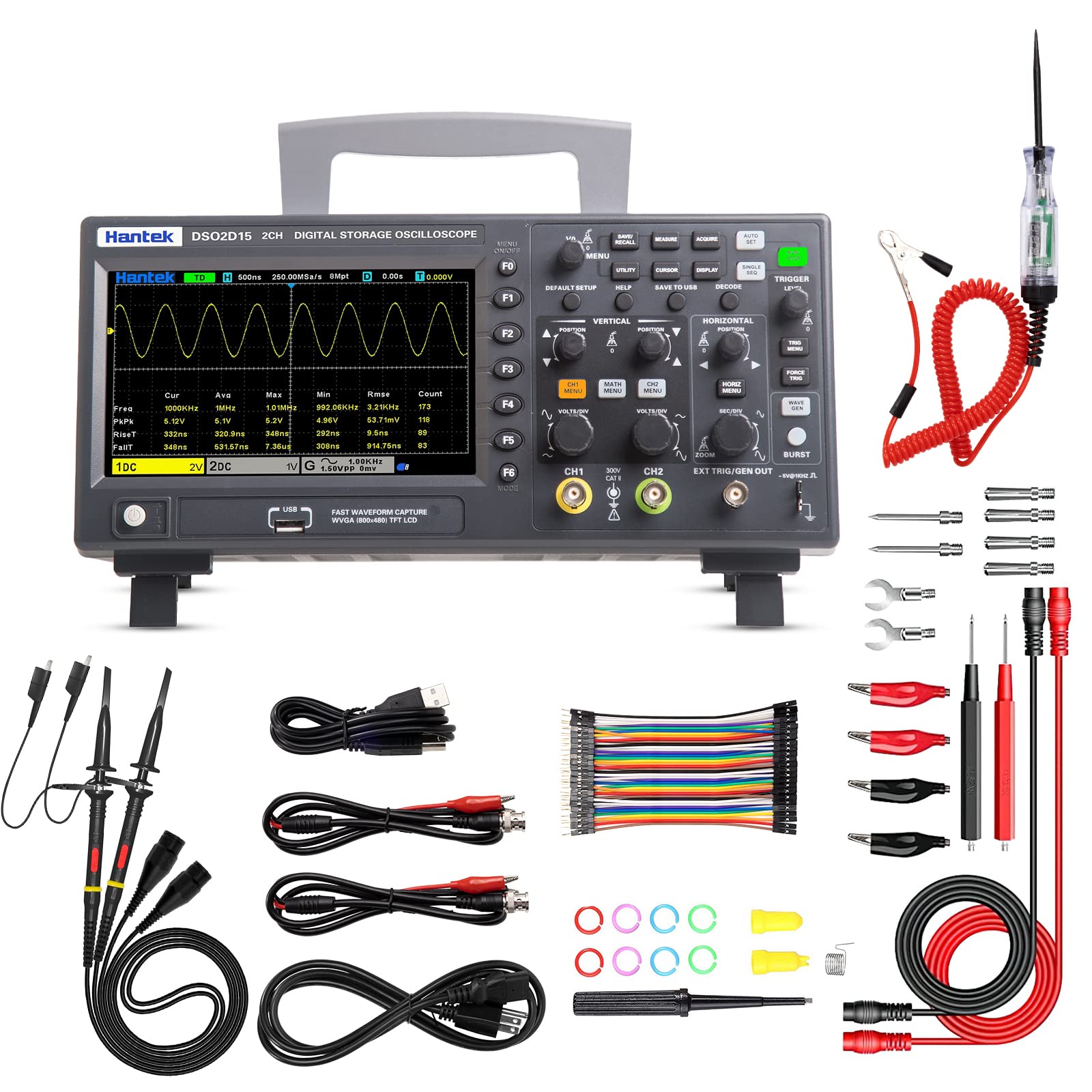 DSO2D15 Digital Storage Oscilloscope 150MHz 1GSa/s 8M,2 Channel,2CH+1CH with Signal Source