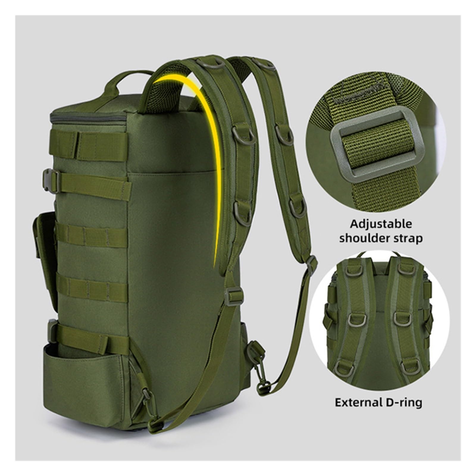 Mochila multifuncional for aparejos de pesca, acampada y senderismo(Khaki)