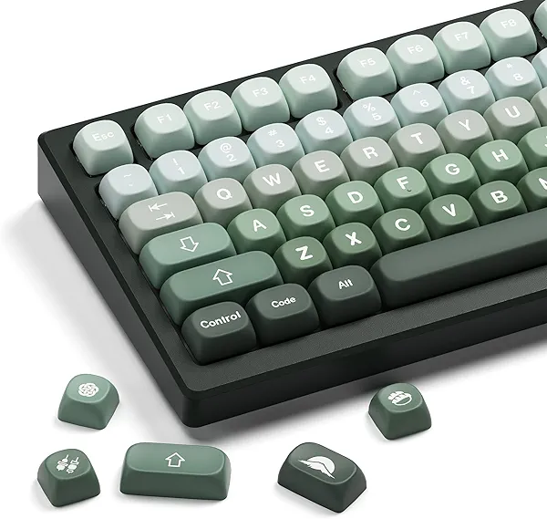 XVX Matcha Wagashi PBT Keycaps-MOA Keycap, Custom Keyboard Keycaps 60 65 75 100 Percent, 5 Side Dye Sublimation Keycap, 132 Keys Key caps Set for Cherry Gateron MX Switches Keyboards, Gradient Green