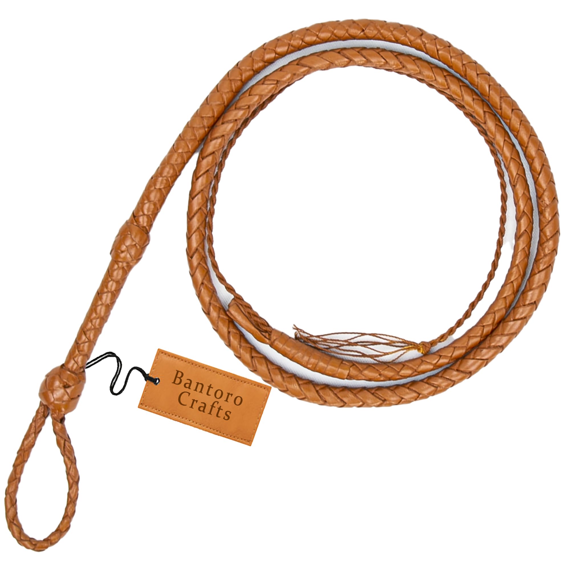 Mini Frusta in Pelle Marrone 3 Piedi / 91 cm Lunghezza 8 trecce Fili Pelle Intrecciata Miniatura/Formato Tascabile Piccoli dentici/Frusta Forte Che schiocca