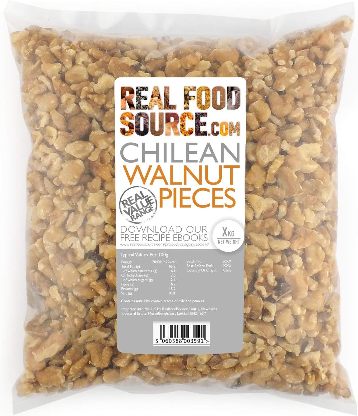 RealFoodSource Walnut Pieces 1KG