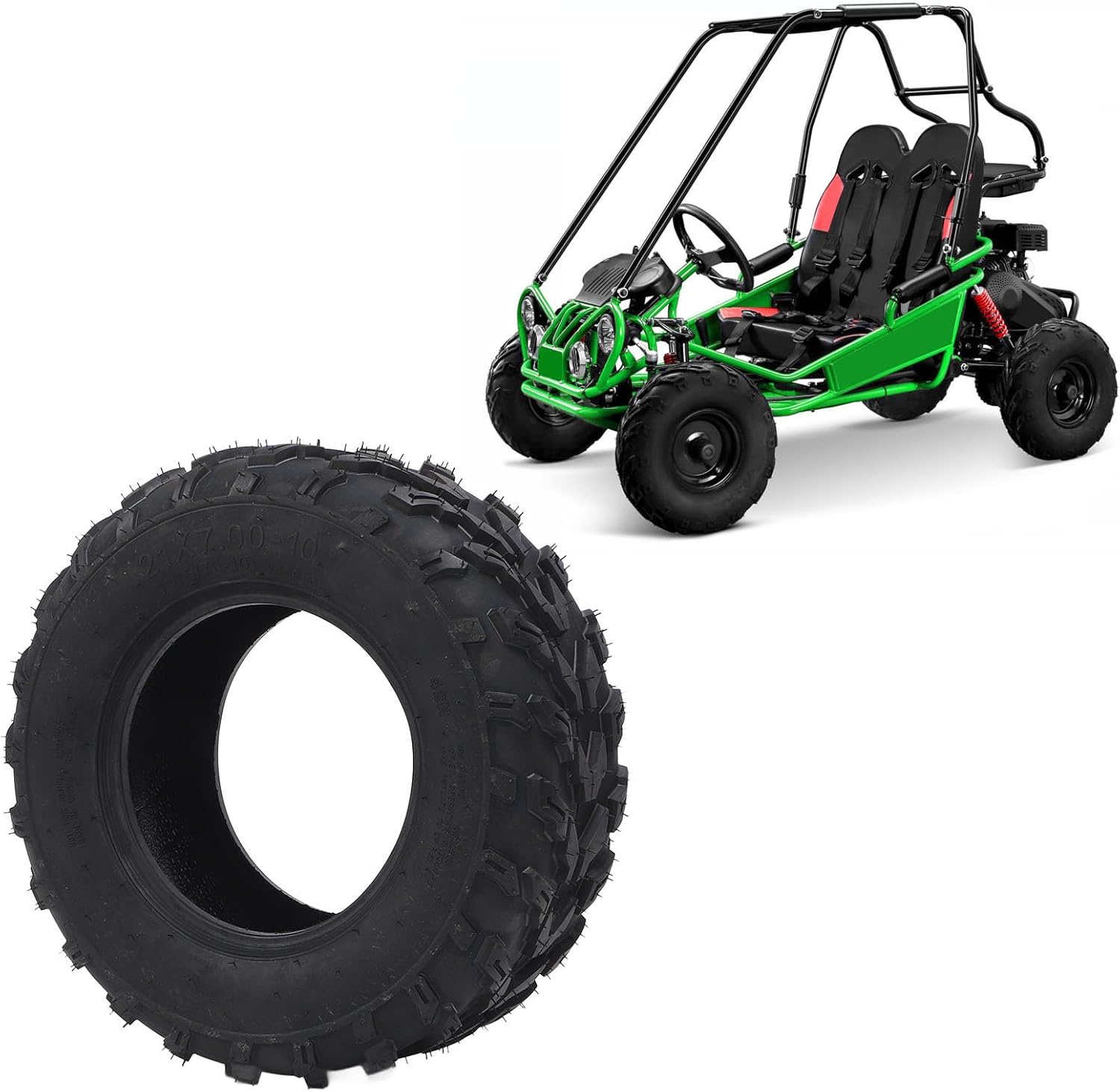 Luocute ATV Tire, 4 Ply Rubber Tyre Shockproof Off Road Wheel for Go Kart UTV, for Mud Sand Snow and Rock