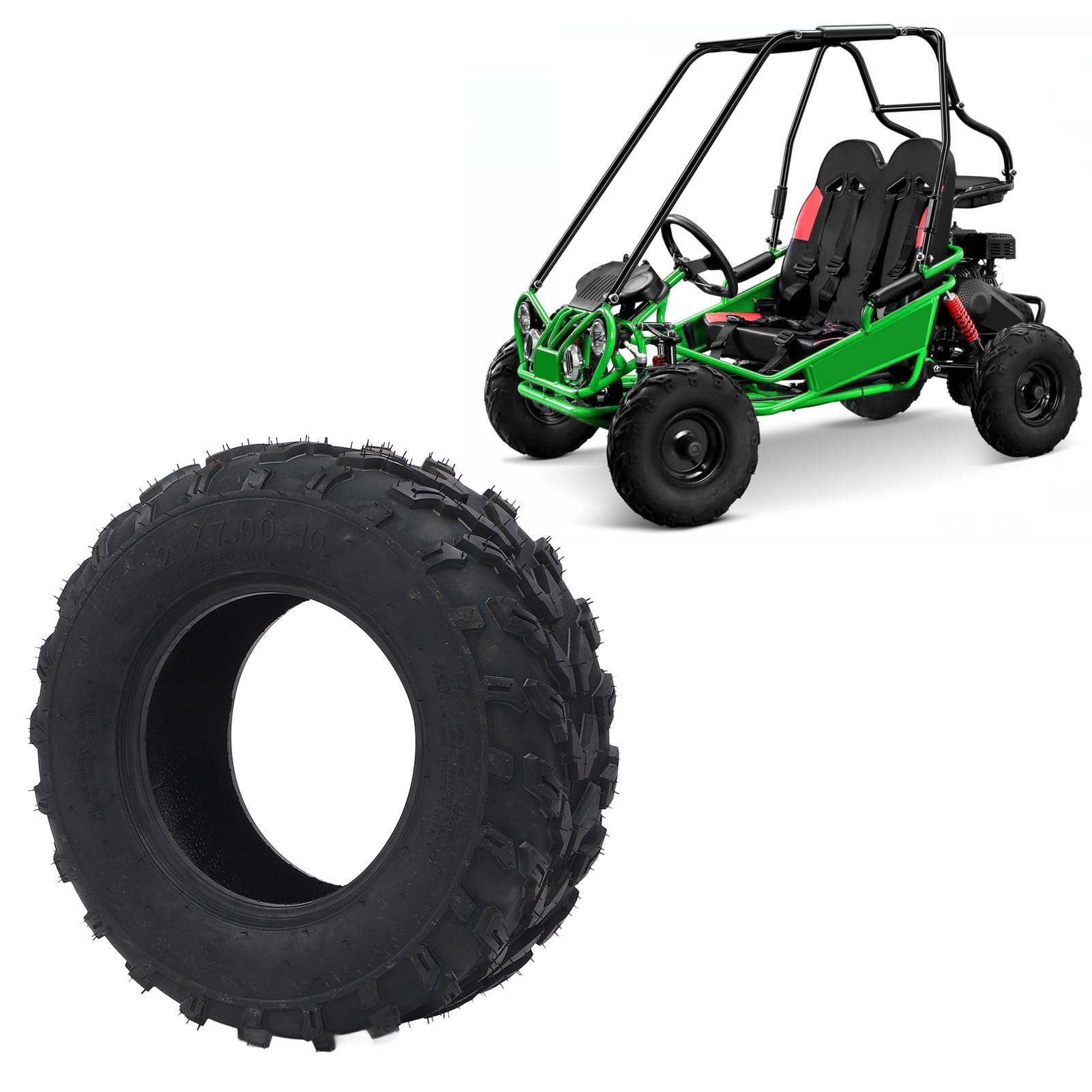 Opona 21x7x10 ATV, Gumowa Opona z głębokością Bieżnika 10 Mm dla Doskonałego Uchwytu w Błoto, Piasku i Twardym Terenie, 4 -warstwowa Konstrukcja Nylonowa dla Trwałości
