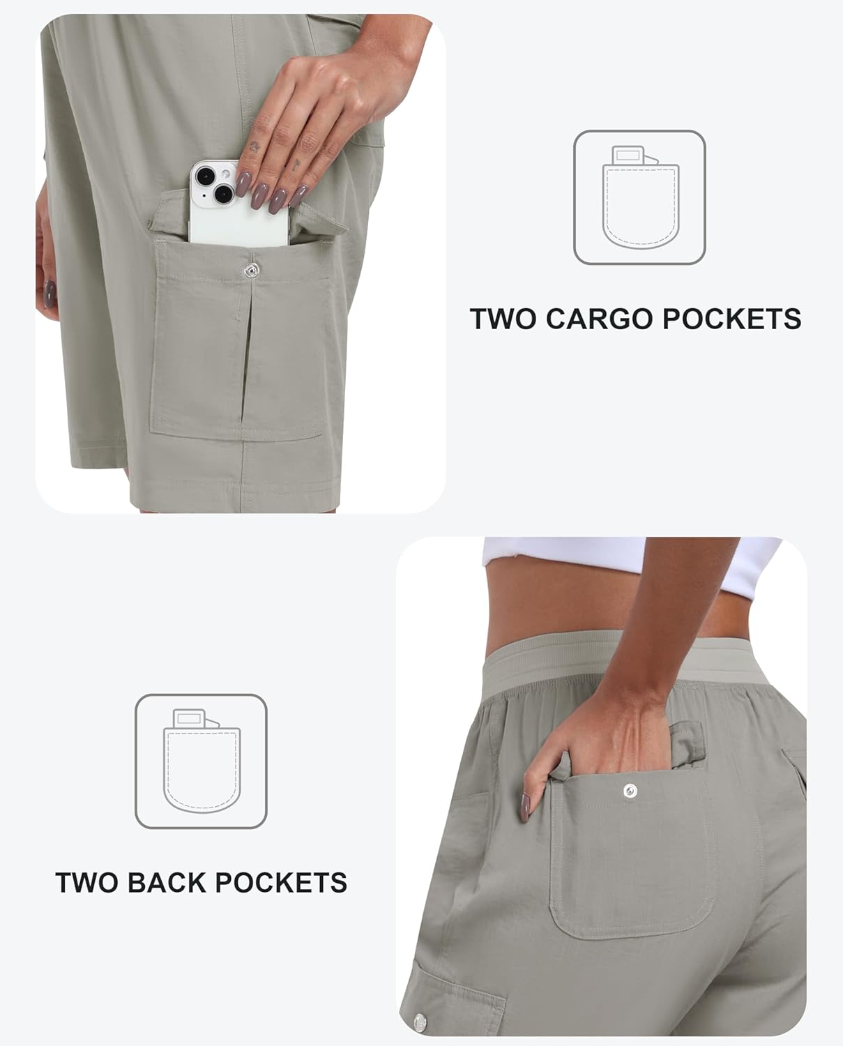 MoFiz Women's Hiking Shorts Athletic Outdoor Cargo Shorts for Women Quick Dry Running Summer Shorts with Pockets - Image 4