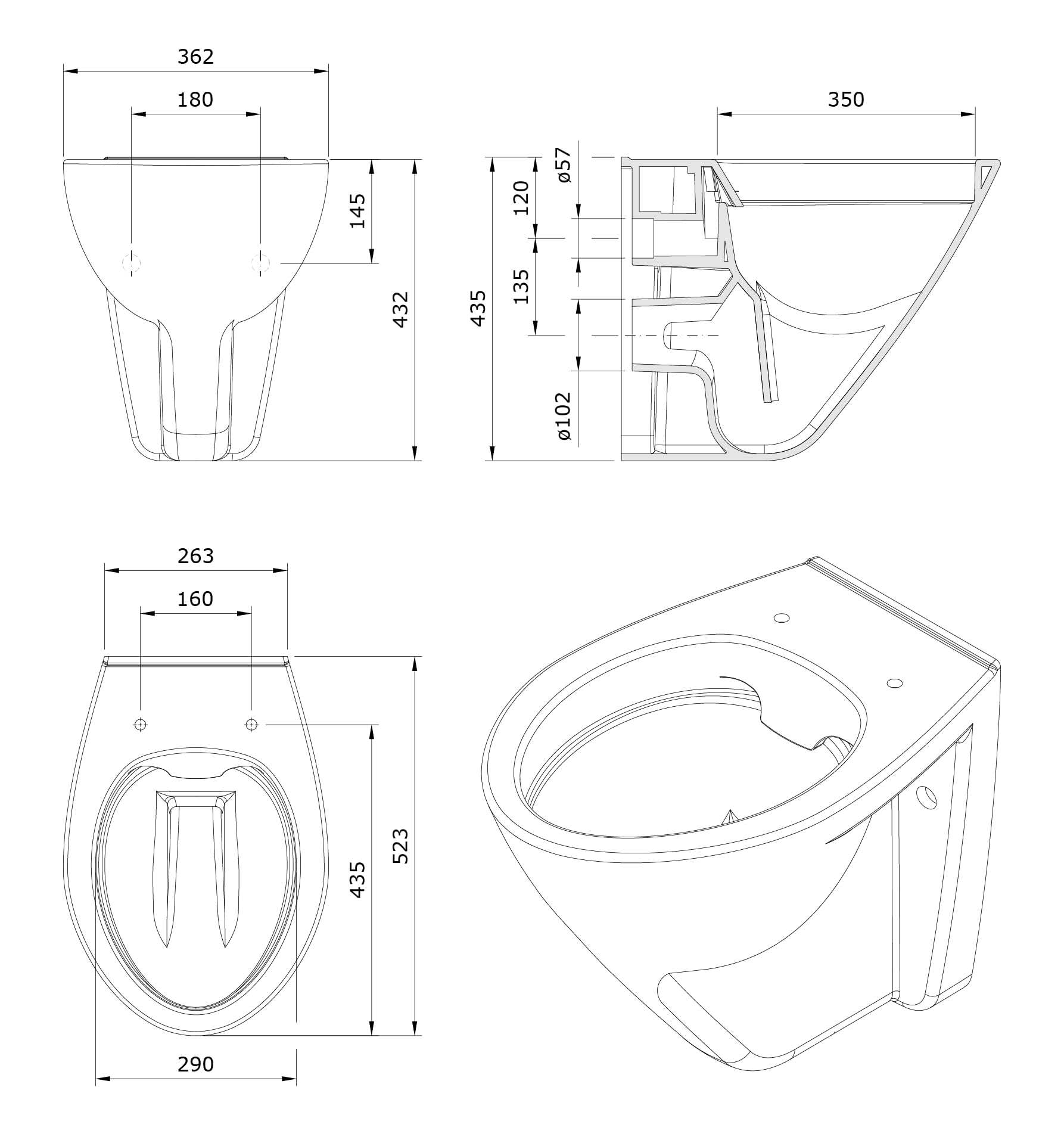 Calmwaters® Erhöhtes Wand WC spülrandlos Modern Plus mit Toilettendeckel, +6 cm Erhöhung, erhöhte Toilette inkl. abnehmbarem WC Sitz mit Absenkautomatik und Fast-Fix, Komfort Tiefspüler, Bahamabeige