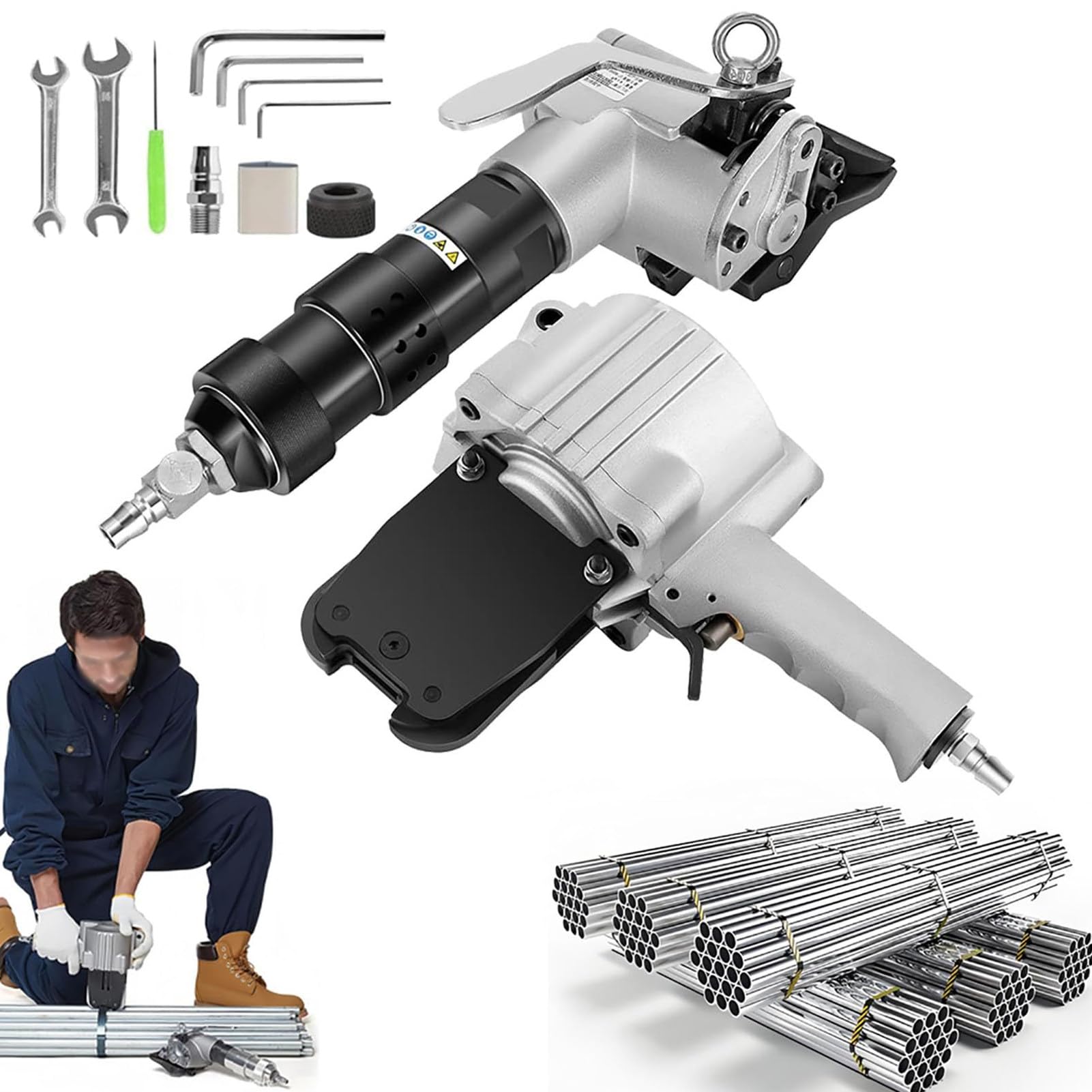 Outils pour feuillards en Acier, Kit de cerclage pneumatique en Acier, tendeur, scellant for Sangles de 19 à 32mm(25mm/0.98inch)