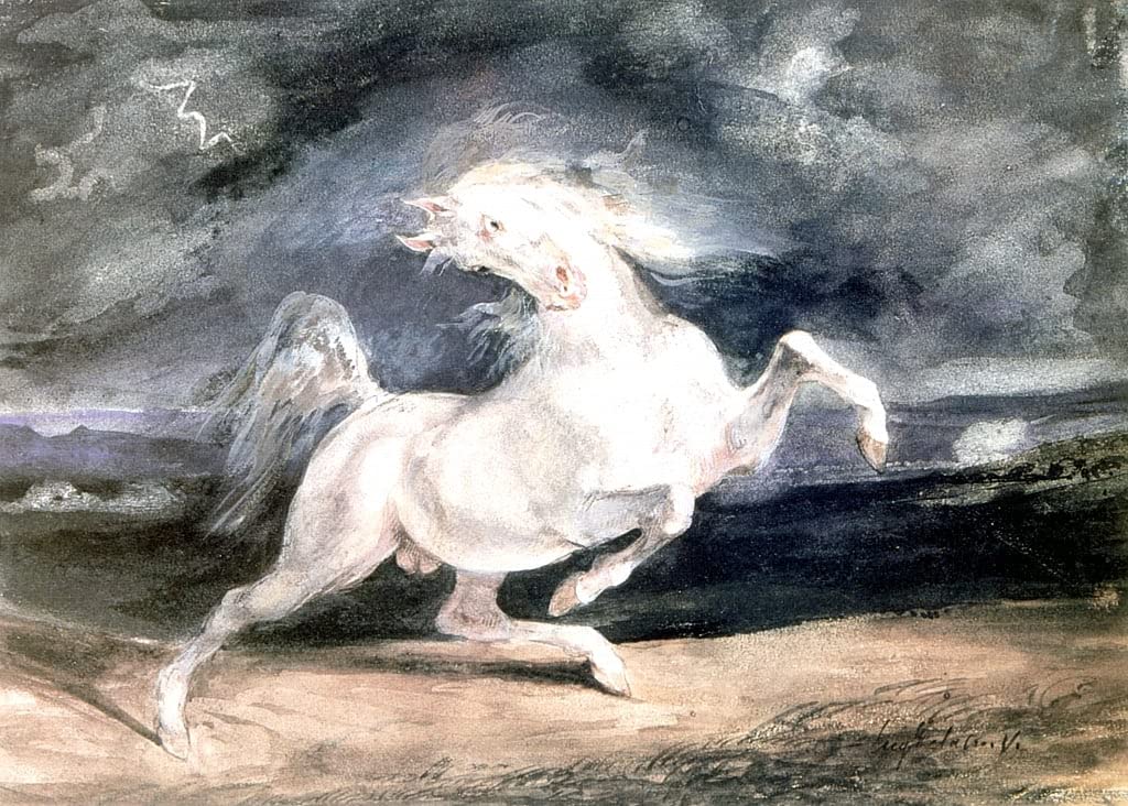 Cuadro Caballo Blanco de Ferdinandeugene Delacroix lienzo pared dormitorio arte cuadro 60x90 5