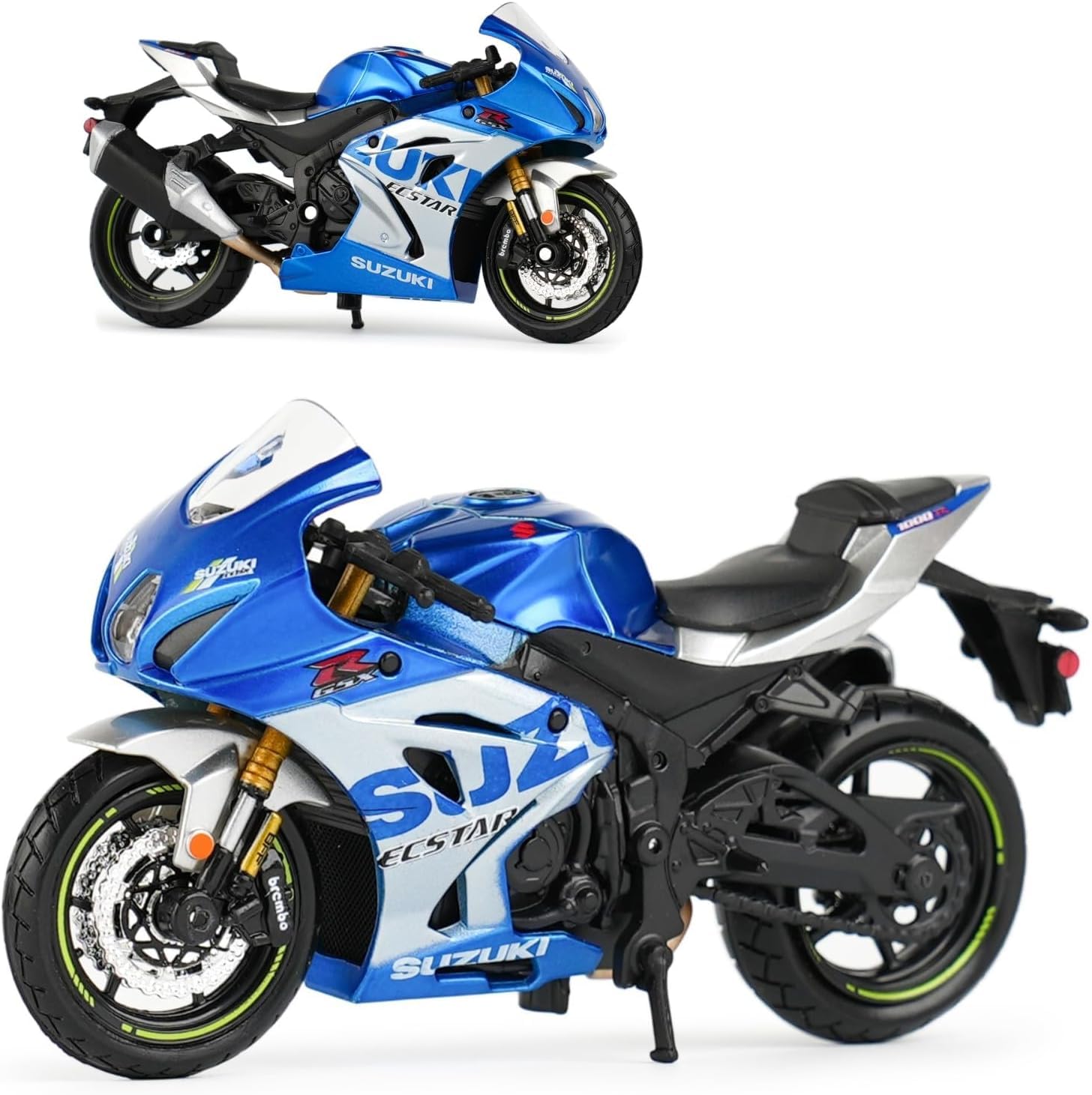 Bburago Suzuki GSX-R1000 R, 1:18 Scale Die-Cast Motorcycle Model, Blue/White, 11 cm Length-image-16