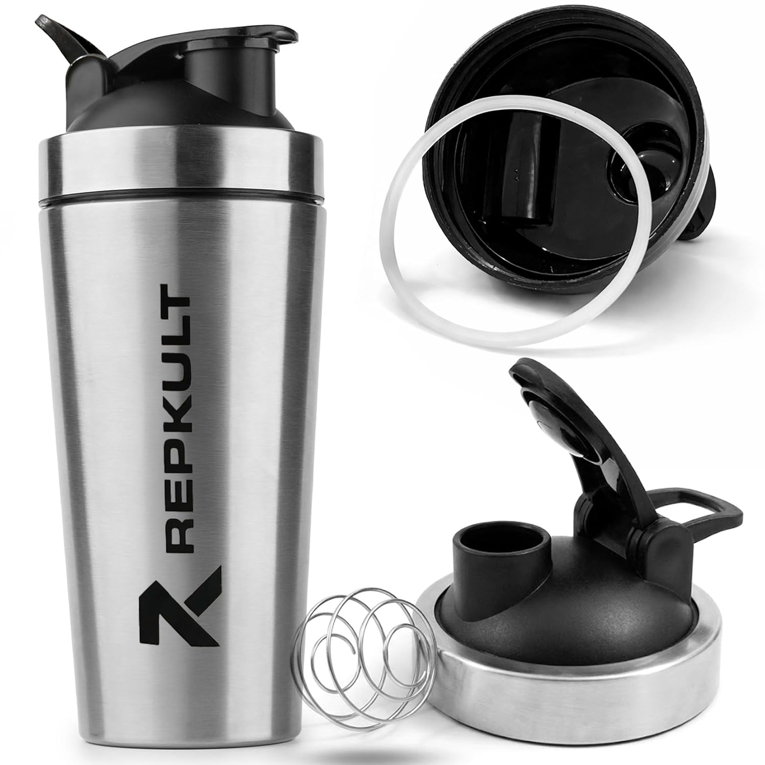 REPKULT Stainless Steel Gym Shaker Bottle 750 ml Silver for Protein Shake 100% Leakproof Guarantee Pre Workout Sipper Bott...