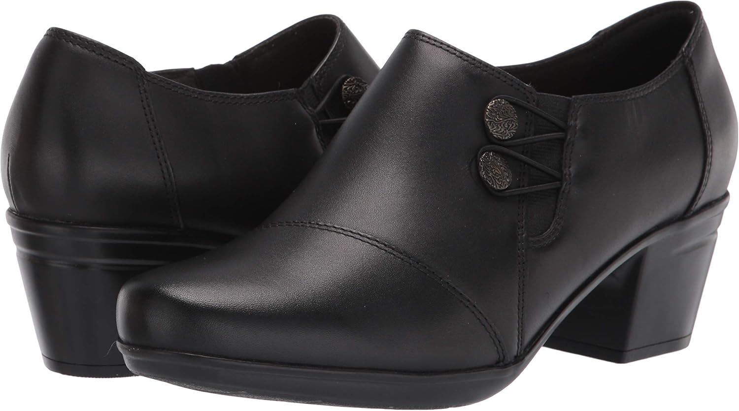 Clarks Women's Warren Slip-On Loafer Black Leather 5