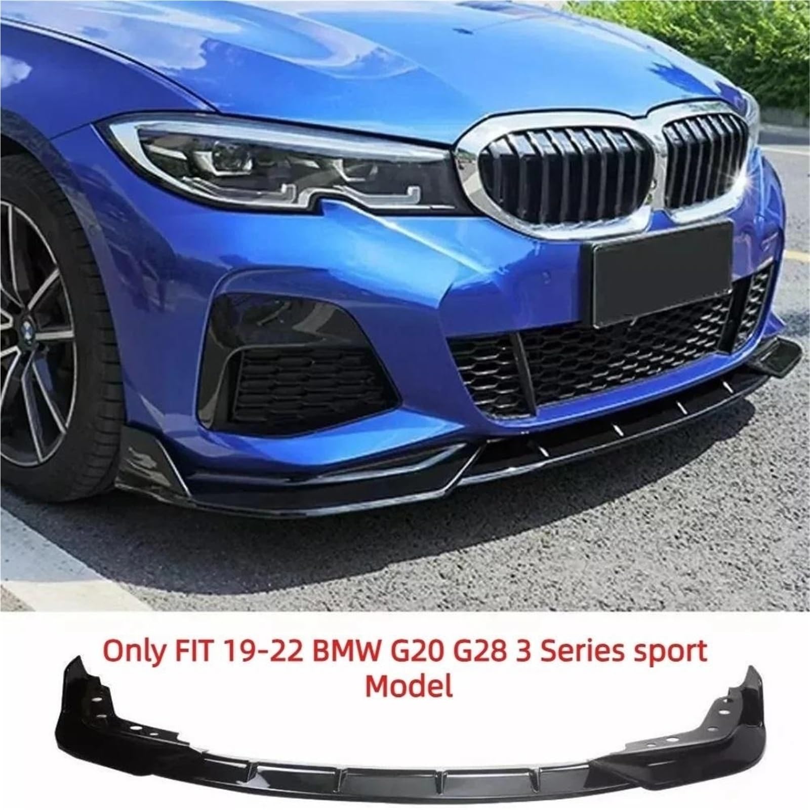 Kompatybilny z 19-22 BMW G20 serii 3 330i M Sport M340i błyszczyk przedniego zderzaka Black-3PC