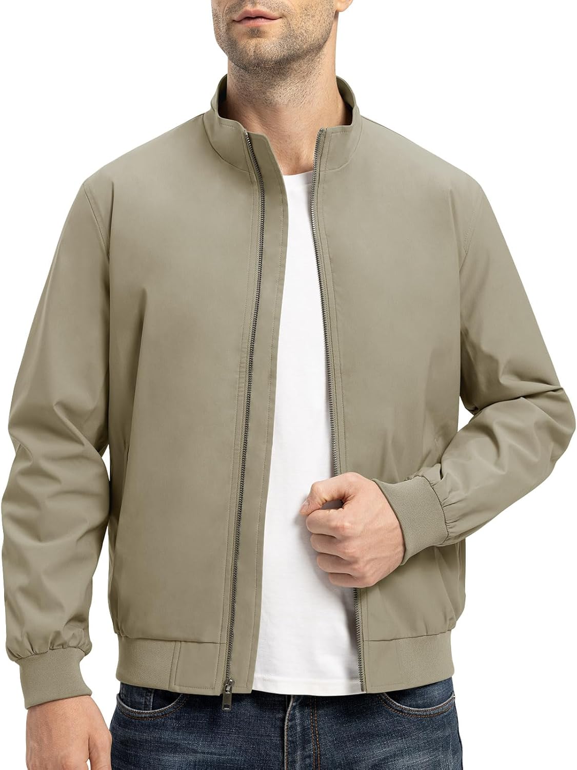 TBMPOY Mens Lightweight Jackets Light Windbreaker Full Zip Casual Work Jacket Golf Business Fall Track Coat with Pockets - Image 2