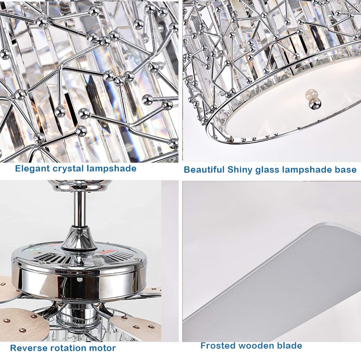 🔥 Flash Sale 52 Crystal Ceiling Fan with Lights Chandelier,5 Reversible Blades and Remote Control,3 Speed for Indoor, Living Room,Decoration Chrome Ceiling Fan Best Cyber Deals 🔥 52 Crystal Ceiling Fan with Lights Chandelier,5 Reversible Blades and Remote Control,3 Speed for Indoor, Living Room,Decoration Chrome Ceiling Fan