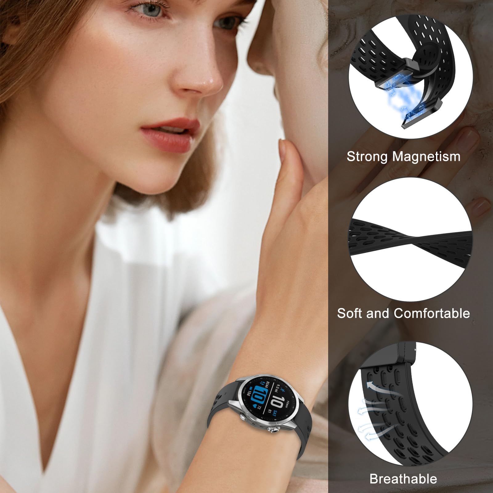 ToVioc Silicone Bracelet Compatible with Garmin Fenix 8 43mm/7S/7S Pro/6S/6S Pro - Image 3