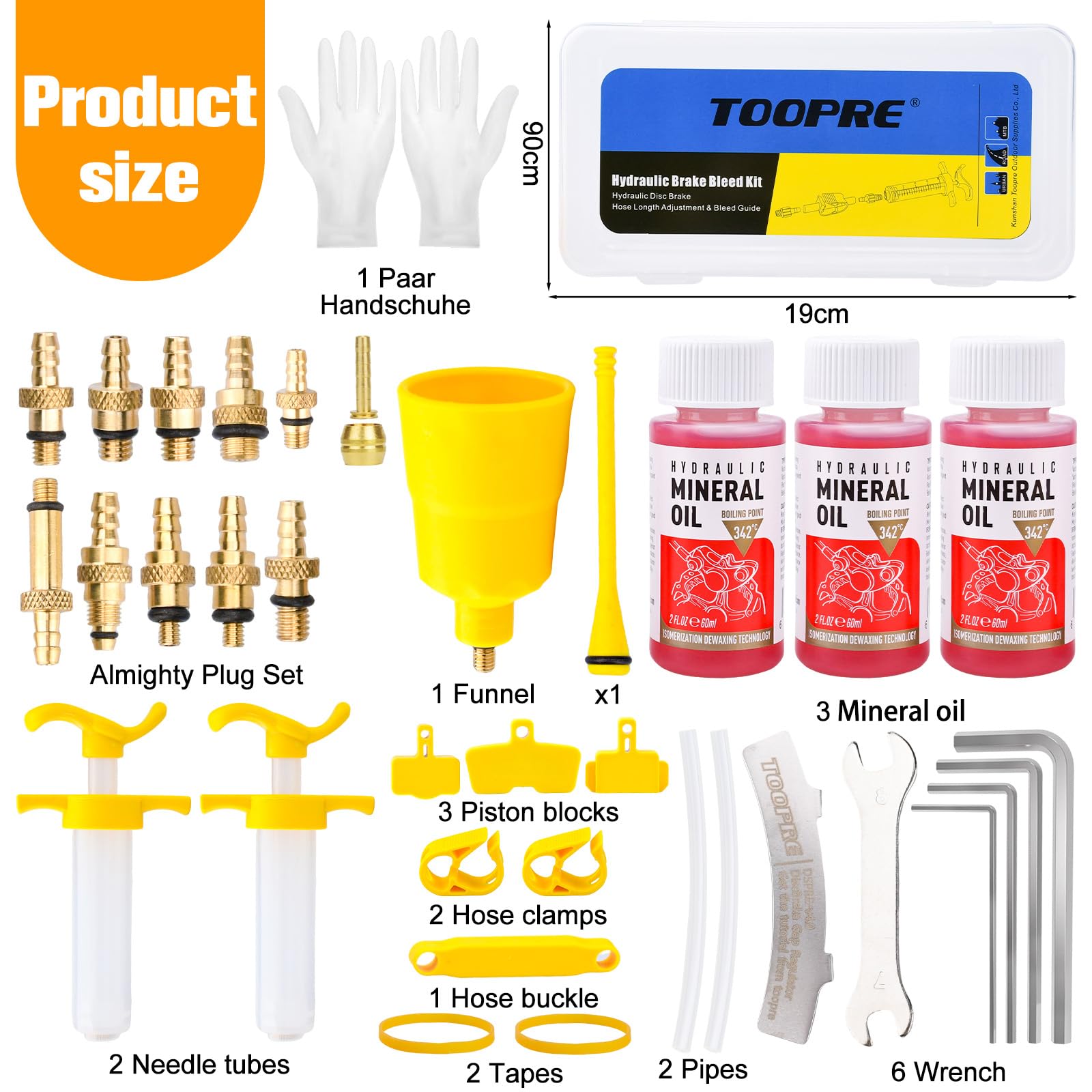 Kit Spurgo Freni per Shimano, TEKTRO, MAGURA, 180ML Olio Minerale Universale Kit Spurgo Freni MTB, Kit Idraulico Di Dissanguamento Del Freno A Disco Del Fluido Della Bicicletta