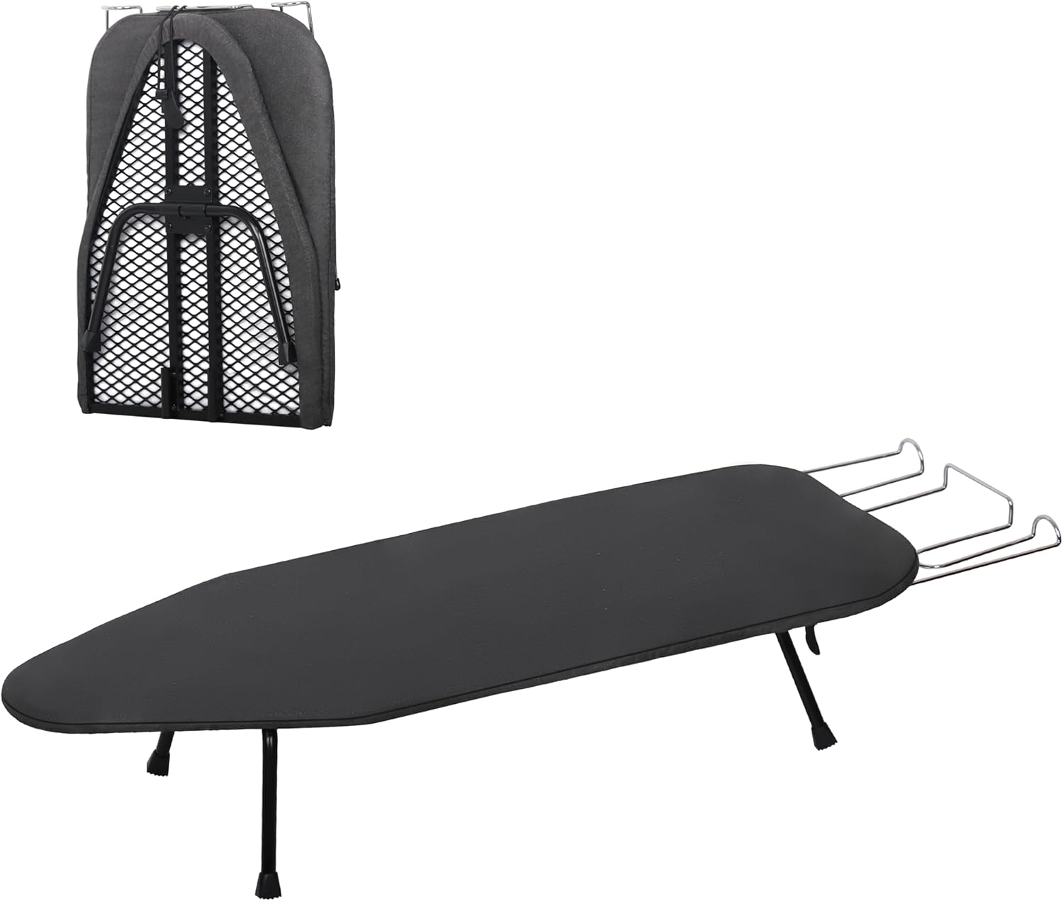 Small Ironing Board, Foldable Table Top Ironing Board Compact, Portable Tabletop Iron Boards Metal Mesh Panel, 8mm Thicken Pad with lron Rest and Heat Resistant Cover