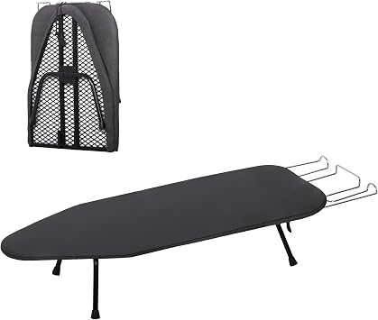 Small Ironing Board, Foldable Table Top Ironing Board Compact, Portable Tabletop Iron Boards Metal Mesh Panel, 8mm Thicken Pad with lron Rest and Heat Resistant Cover