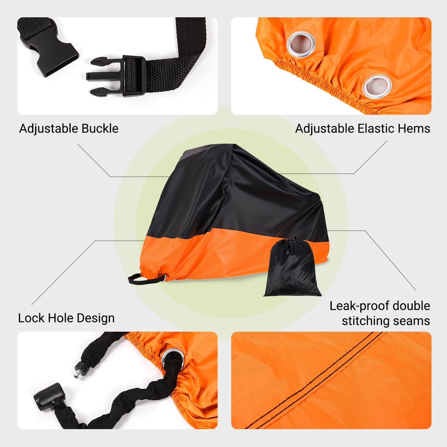 MAXFOOT Adult Tricycle Cover, Electric Bike Waterproof Dust Cover Outdoor for 2 Bikes, 210D, Orange