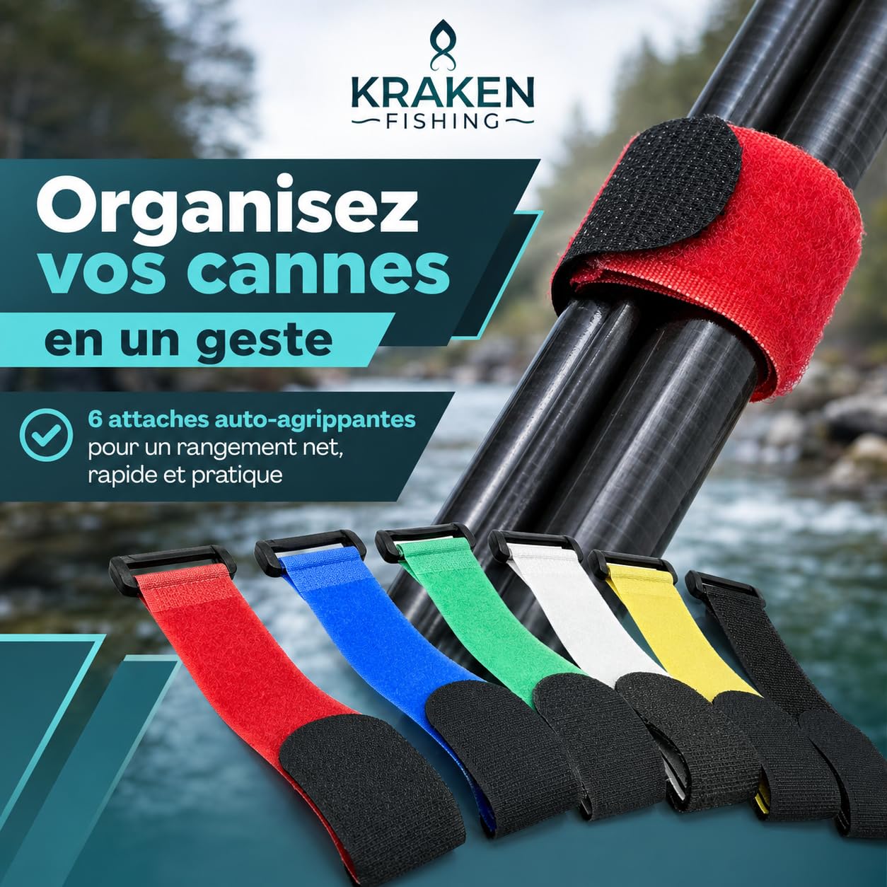 Scratch pour Canne à pêche [Lot de 6], idéal pour maintenir vos brins de cannes ensemble. Grâce à nos scratchs vous pouvez transporter et stocker vos cannes a peche en toute sécurité.