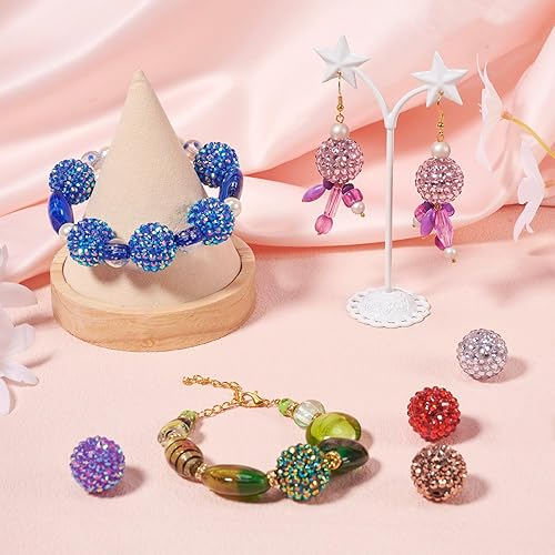 Miniatura 3 de Craftdady 96 cuentas de resina de diamantes de imitación de 0.78 pulgadas, 12 colores brillantes, cuentas de bola de discoteca gruesas, cuentas de