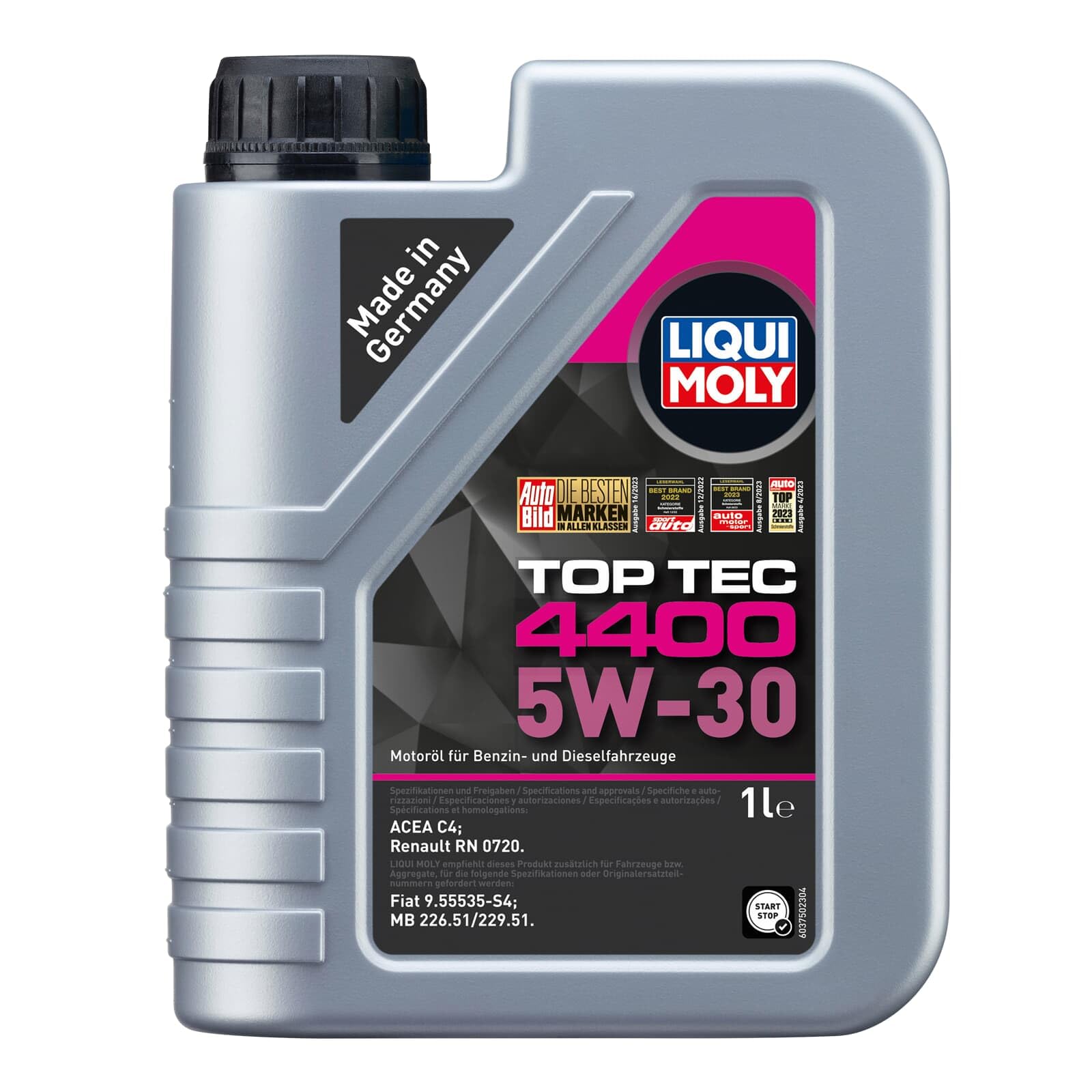 LIQUI MOLY Top Tec 4400 5W-30 | 1 L | Synthesetechnologie Motoröl | Art.-Nr.: 3750, farblos