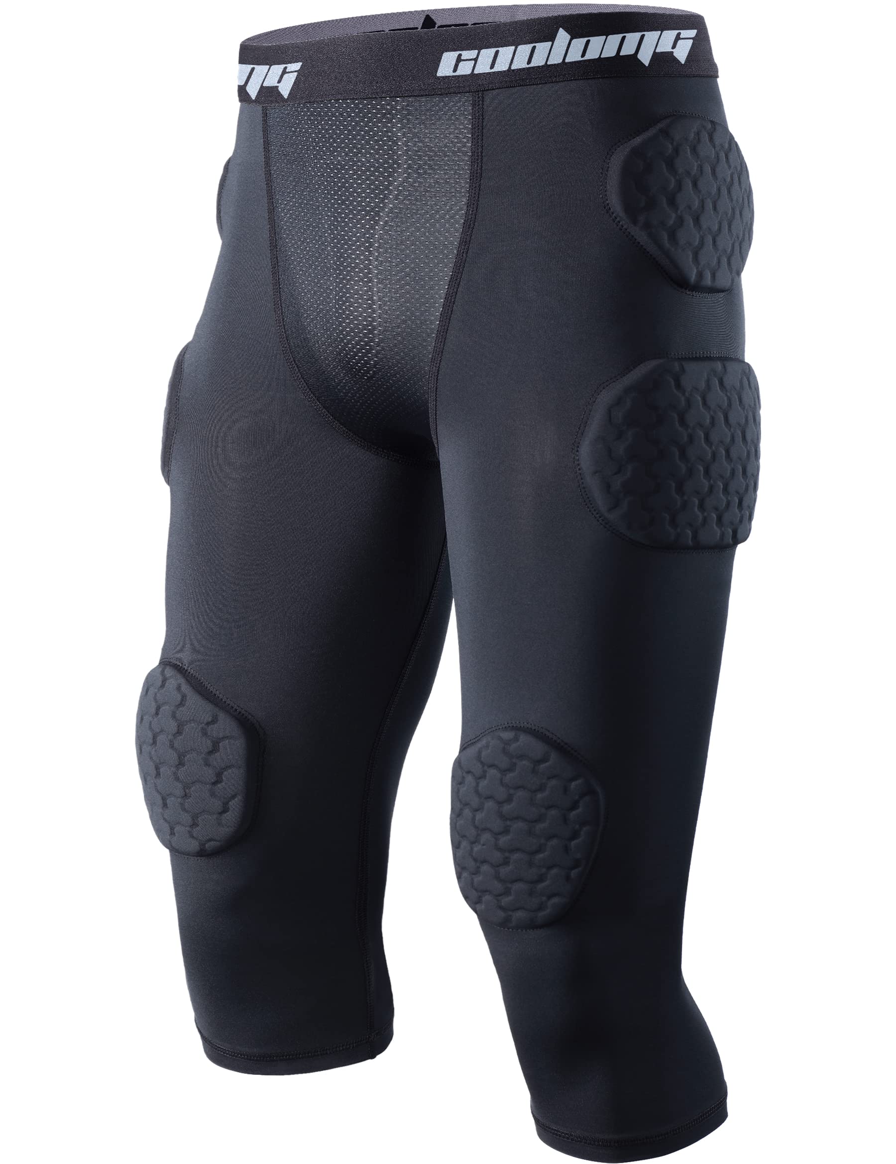 COOLOMG Youth Boys Football Girdle Padded Shorts/Leggings with Crotch Pocket,Integrated Hip,Tailbone,Thigh Pads Girdles
