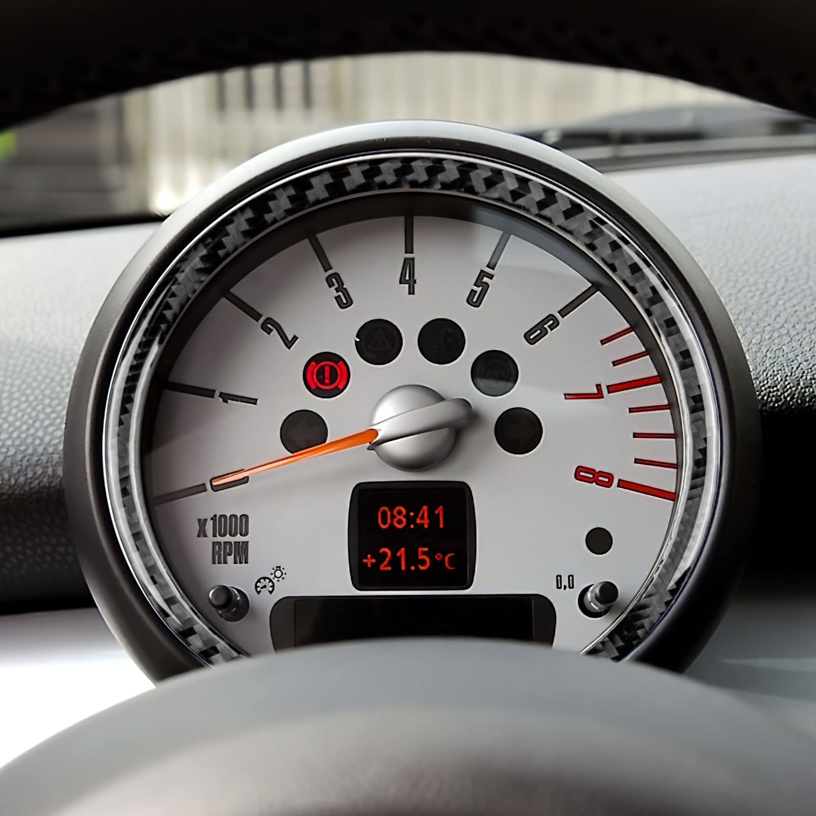 KUNGKIC Telaio del tachimetro in Fibra di Carbonio Decalcomanie Decorative Telaio del tachimetro Interno Compatible with Mini Cooper Hardtop R56 Clubman R55 R57 Accessori Nero