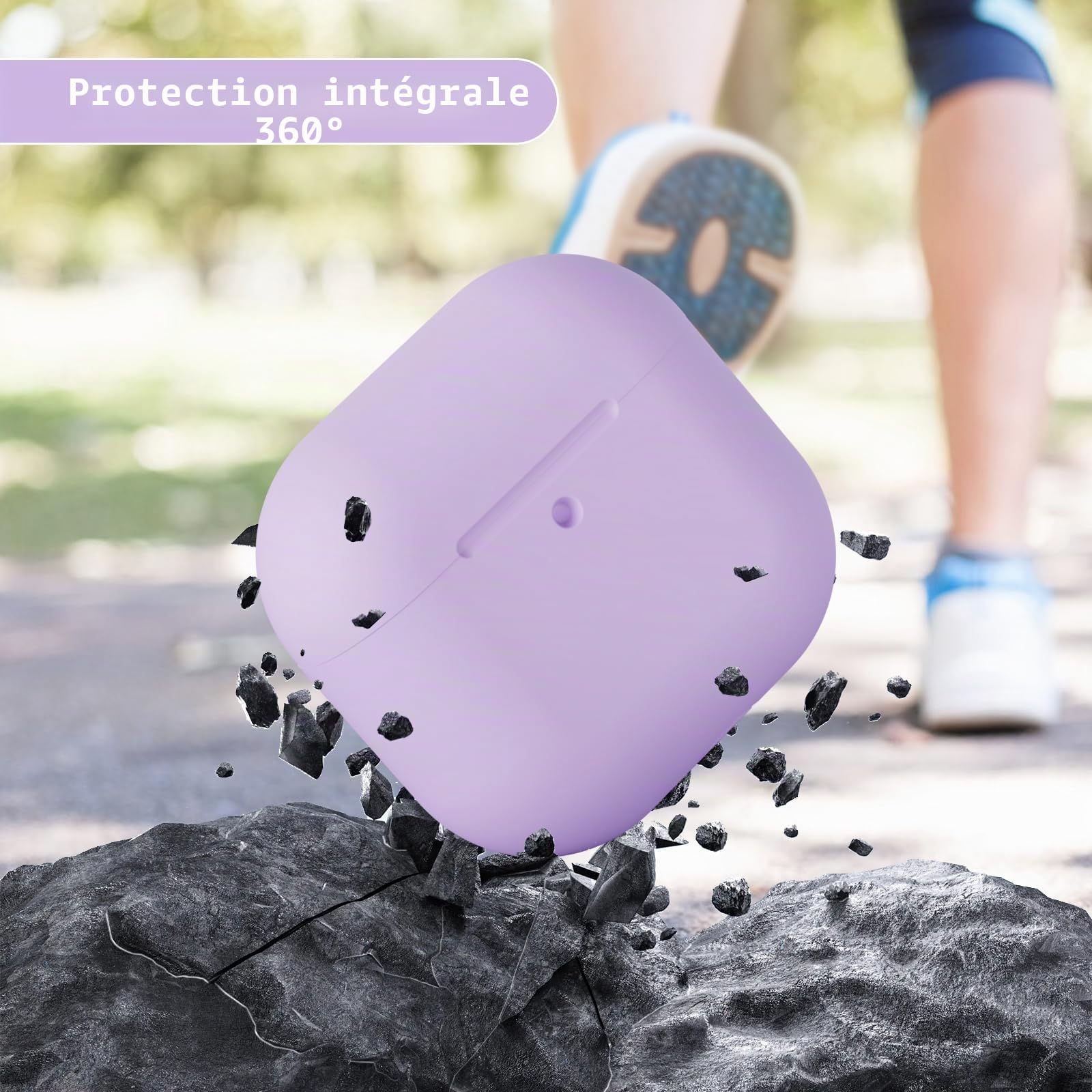 Coque Étui Protecteur Compatible avec AirPods 4 2024, LED Avant Peut être Visible, Housse en Silicone Anti-Choc Etui de Protection pour Airpods 4ᵉ Génération avec Kit de Nettoyage, Lavande