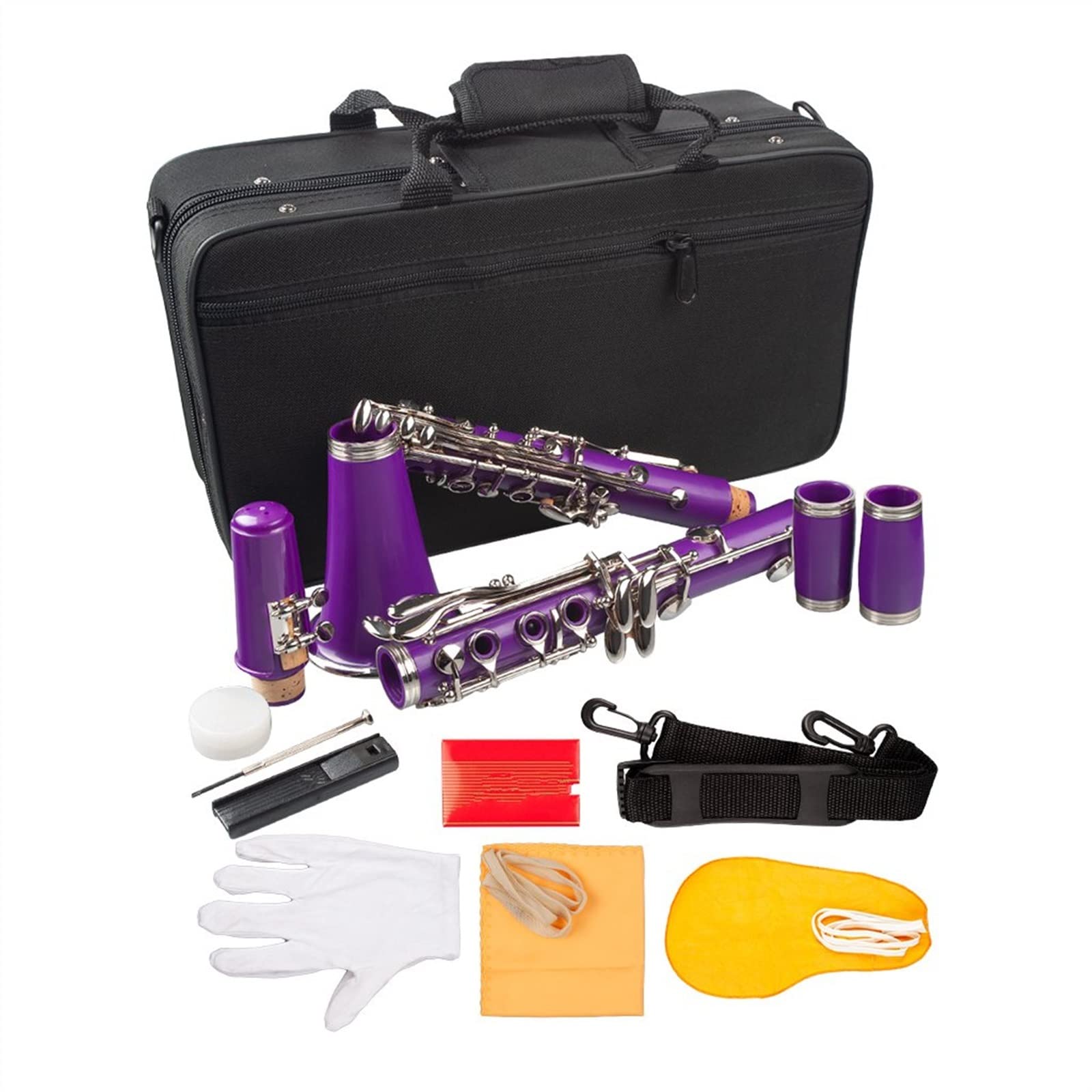 Clarinette en si bémol professionnel ABS 17 touches en cupronickel plaqué nickel violet kit clarinette