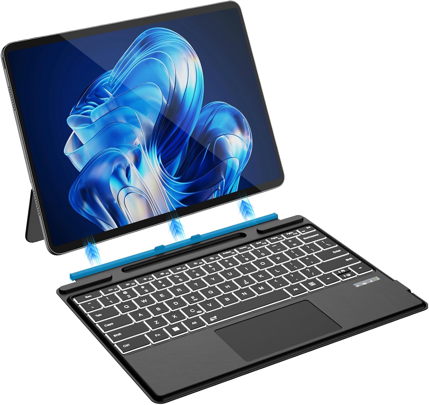 Surface Pro 11/10/9/8/X Keyboard, Ultra-Slim Wireless Bluetooth Surface Keyboard with Palm-Rejection Trackpad, 7-Color Backlit, Sleep/Wake Function, Long Battery Life
