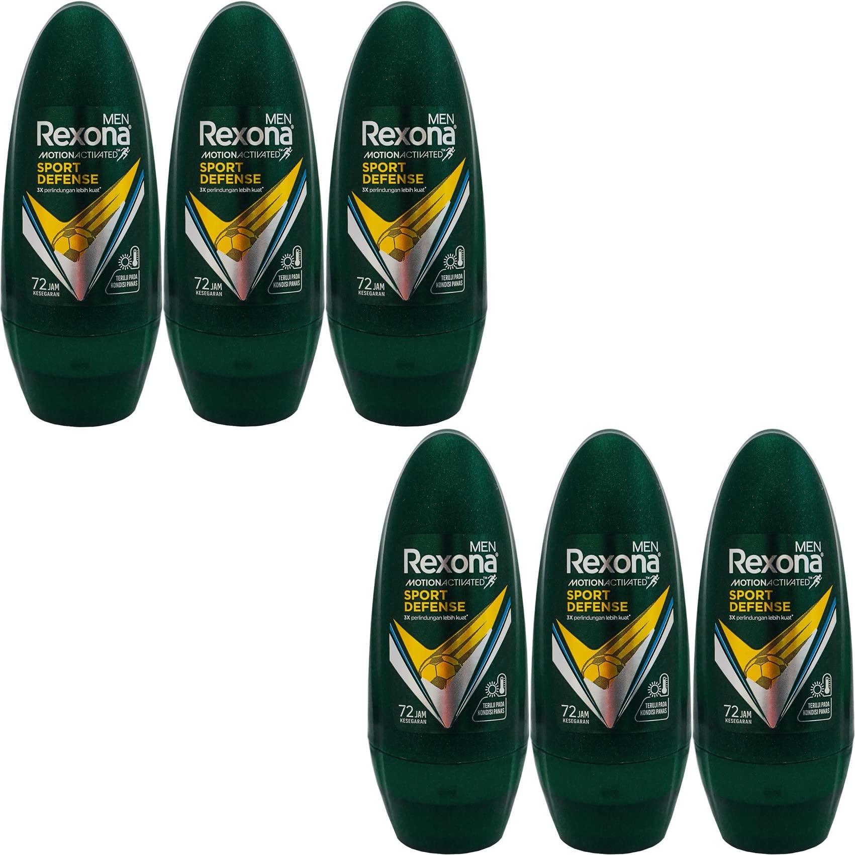 Rexona Men's Antiperspirant Deodorant Roll-On SPORT DEFENSE Sports Defense 1.5 fl oz (45 ml) x 6 Packs
