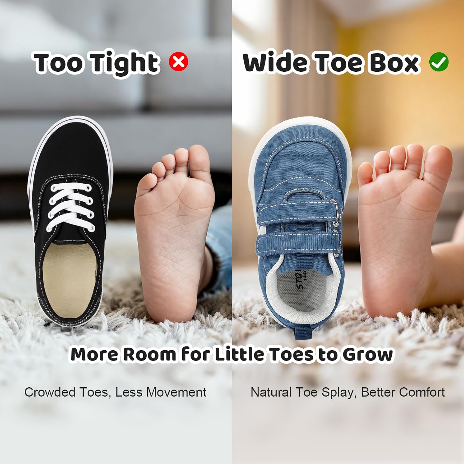Toddler Classic Retro Wide Toe Box Sneakers Boys Girls Walking Tennis Shoes Comfort First Walking Shoe Activities