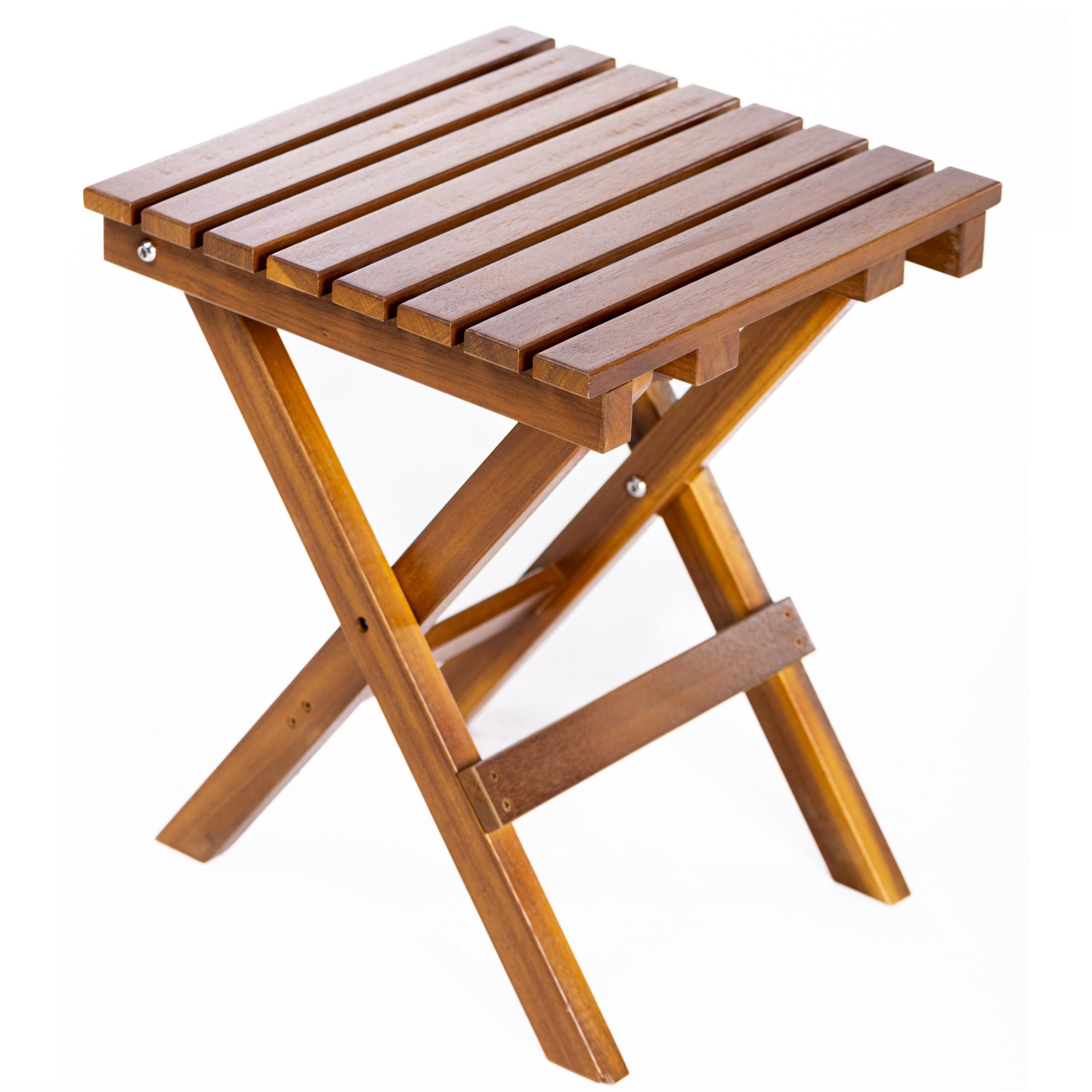 Garden Gear Acacia Folding Side Table Wooden Outdoor Garden Patio Balcony Compact Foldable Side Table Weather Resistant Hardwood Drinks Snack Table