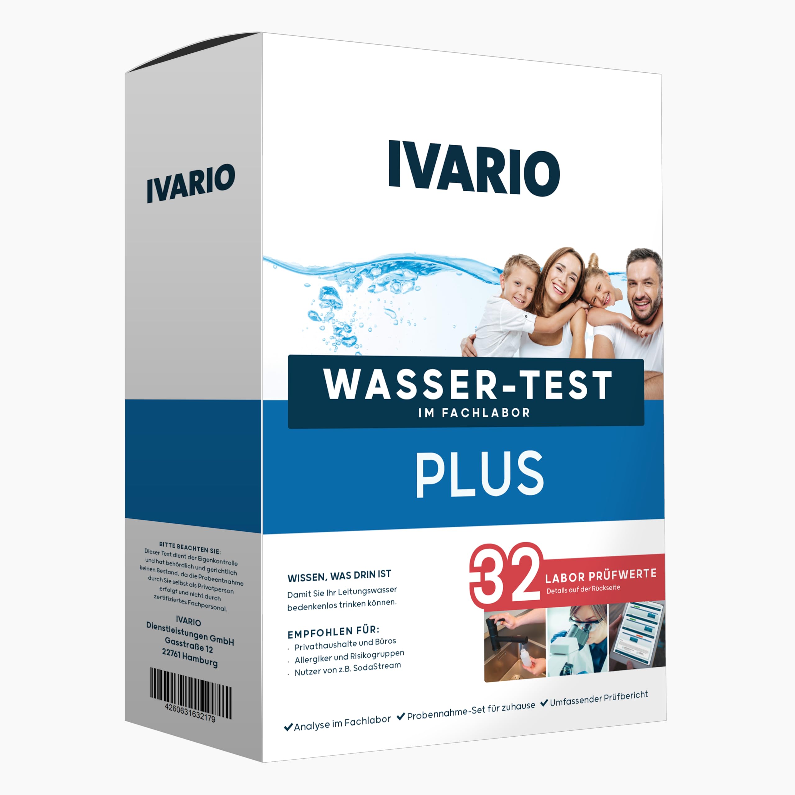 IVARIO Wassertest-Plus Labor-Wassertest-Set für Trink- und Leitungswasser – Wassertest-Set