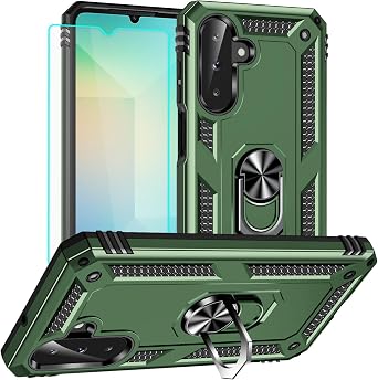 for Samsung Galaxy A17/A26 5G Case with Screen Protector - Military Grade Protective Cases with Finger Ring Holder Kickstand for Samsung A17 5G/Samsung A26Army Green