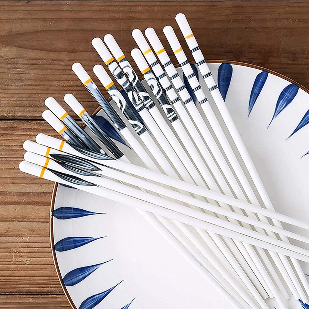 ZHOUXIAO Chopsticks De Porcelana Conjunto De Regalo con Estuche, 10 Pares De Sushi Japonés Reutilizables Reutilizables Caja De Regalo, Luxury Premium Chinese Chopsticks Bone D-10 Pairs
