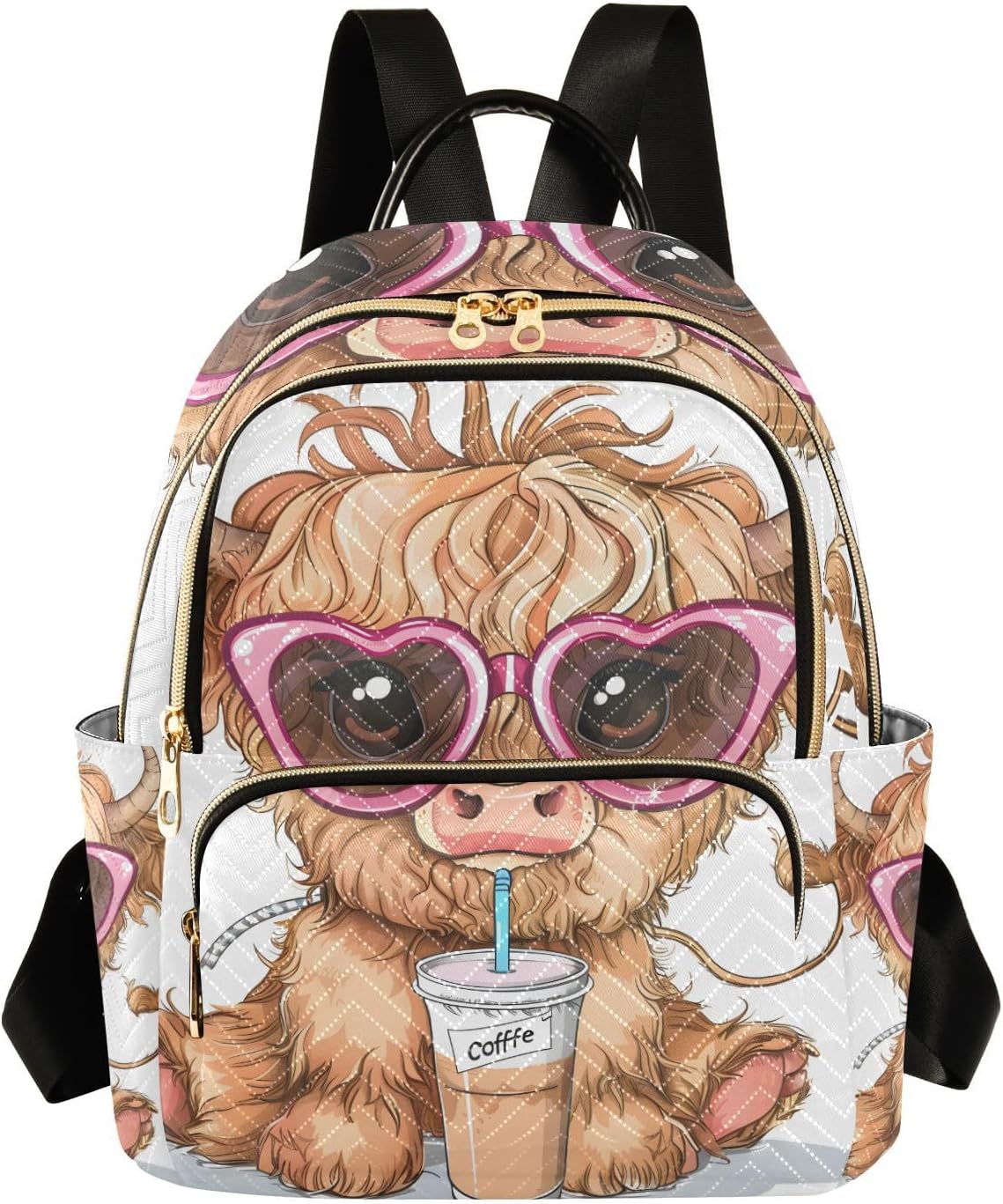 ALAZA Cute Funny Highland Cow Mini Backpack Purse for Women Travel Bag Lightweight Shoulder Bag Fashion Daypack432