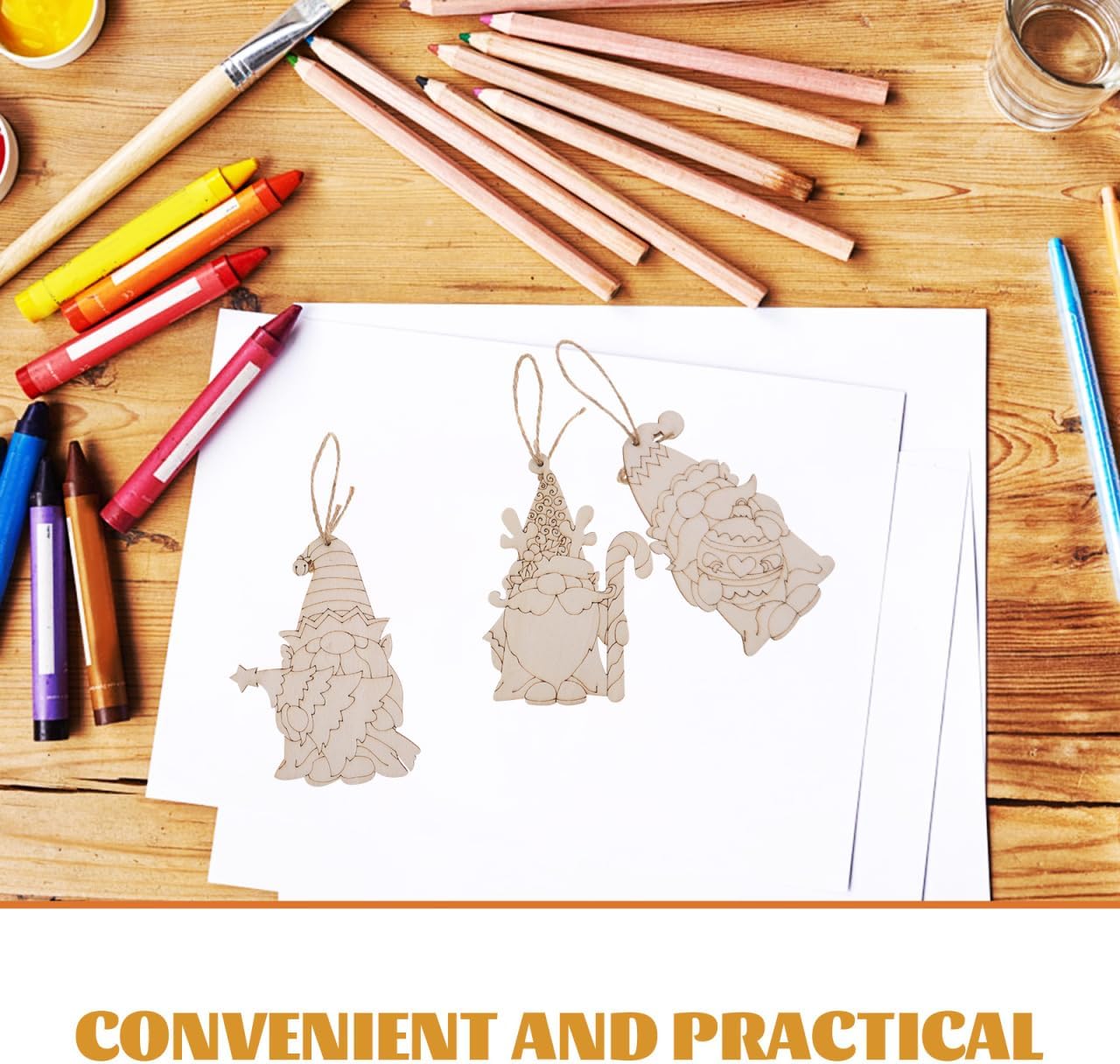 HANABASS 30Pcs Wooden Gnome Ornaments for DIY Painting 5.1 Inch Blank Christmas Dwarf & Elf Craft Decorations with Jute Twine for Holiday Home Decor