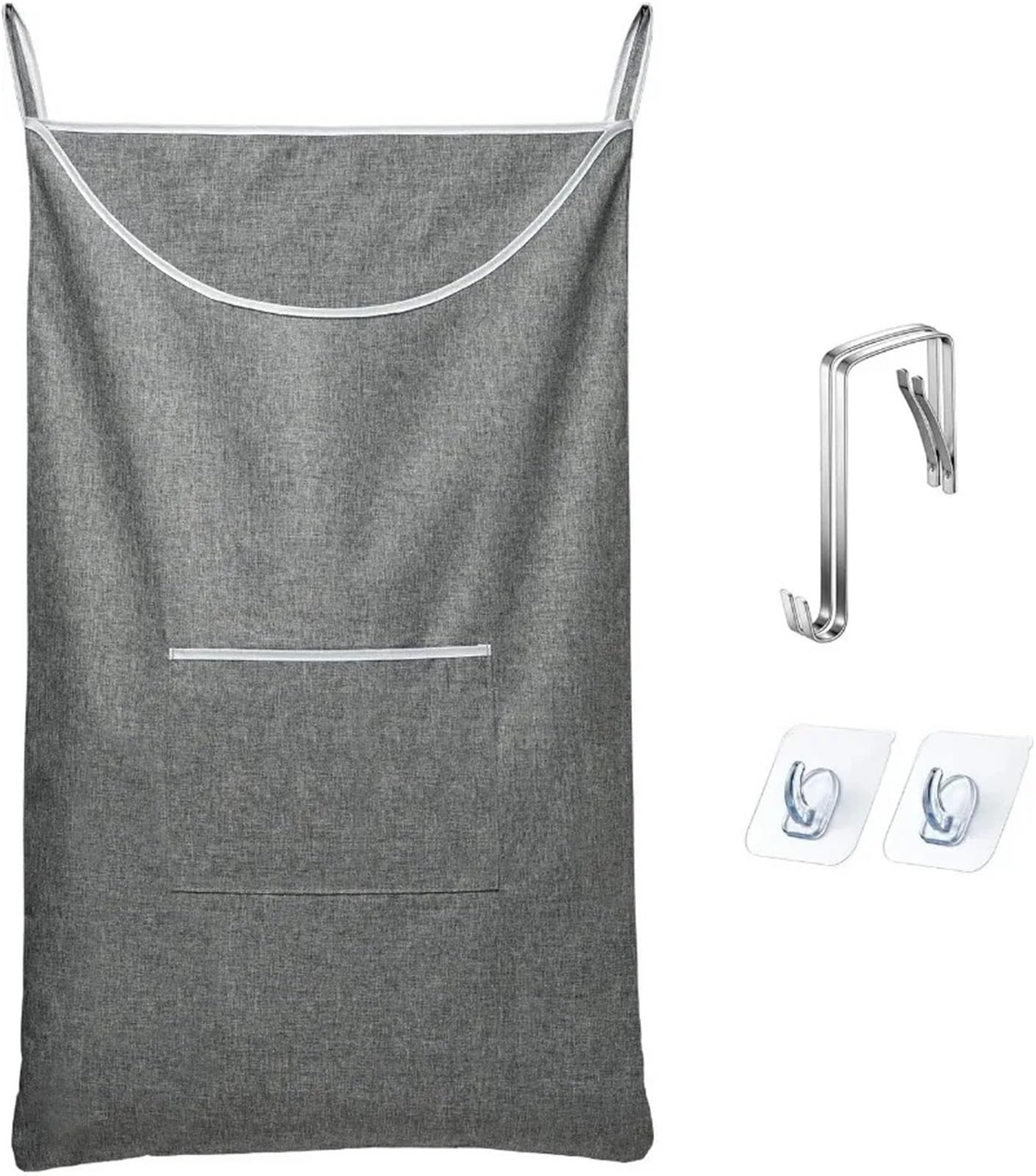 Sacco Per Bucato Sospeso Borsa for cesto della biancheria da appendere | Porta Nera Con Ampio Cestello Di Apertura(Grey)