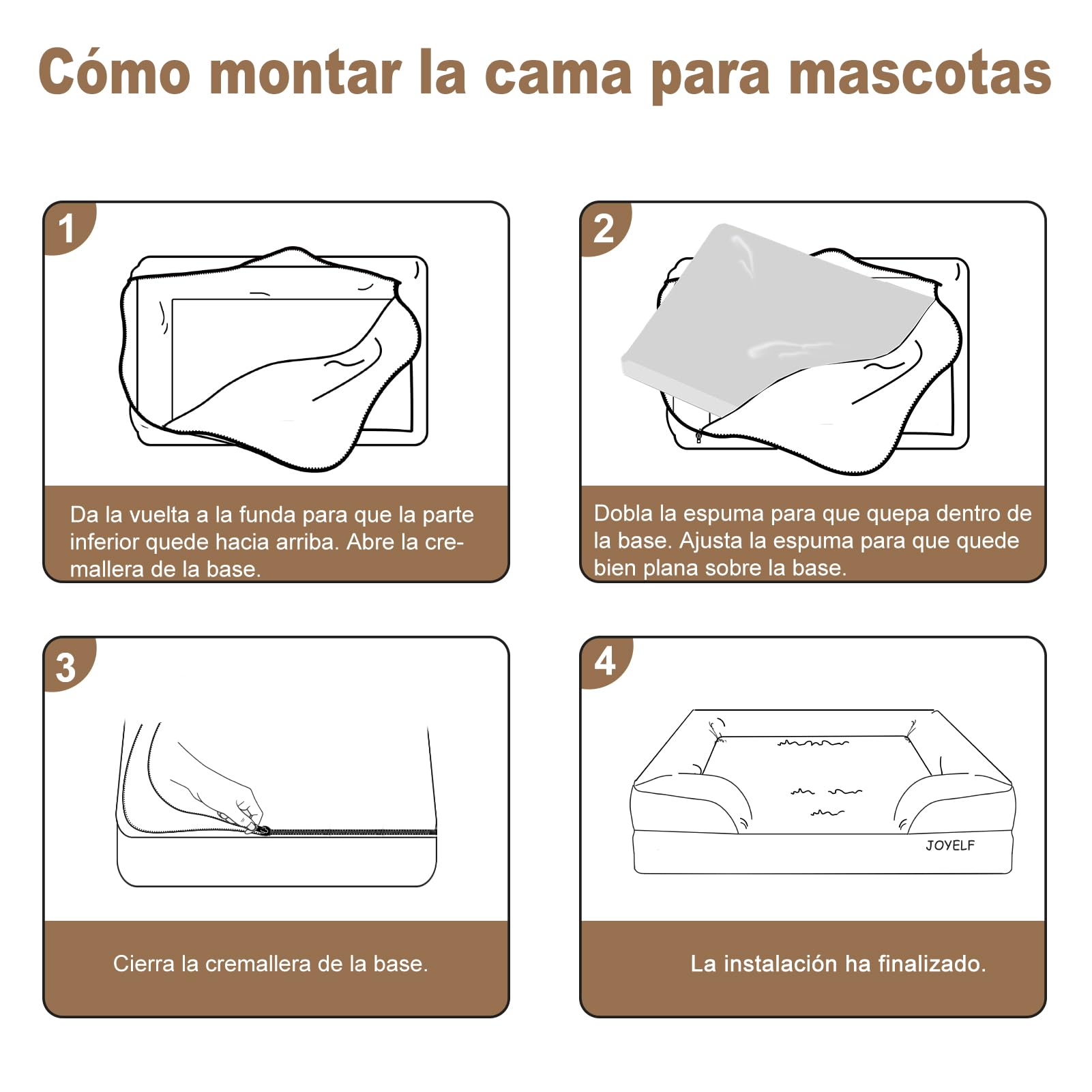 JOYELF Cama Ortopédica para Perros Grandes, Sofá de Espuma, Impermeable con Funda Lavable y Base Antideslizante - Kaki