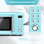 Moccha Retro Microwave, 0.7Cu.ft Compact Microwave, 700-Watt Countertop Microwave Ovens w/5 Micro Power, Delayed Start Function, LED Display, Child Lock, Small Microwave (Green)