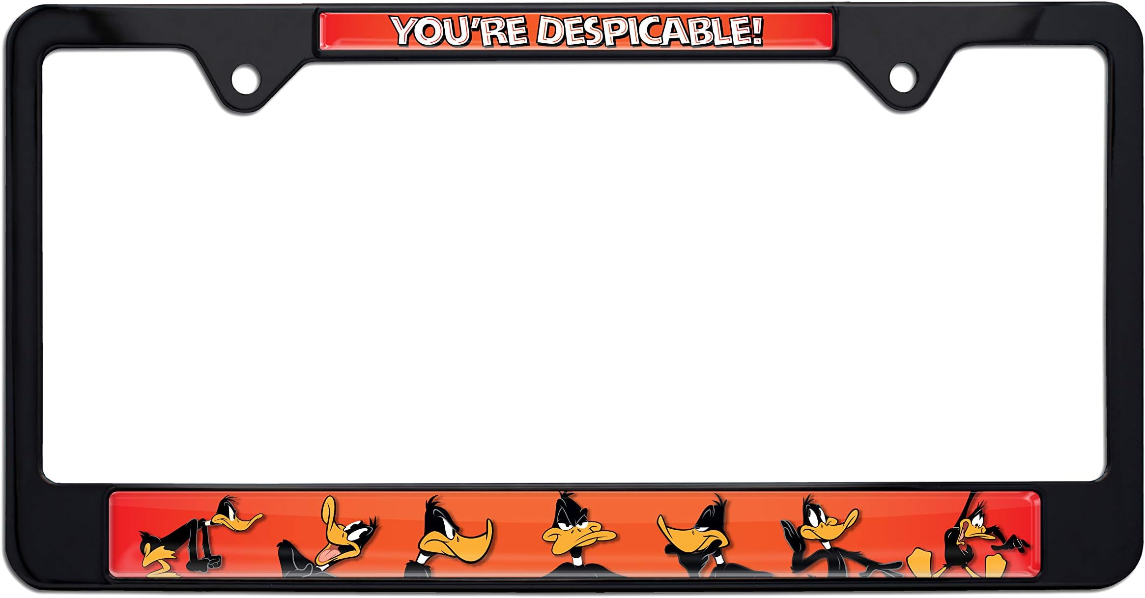 Officially Licensed – Looney Tunes Daffy Duck You're Despicable Black All-Metal Standard Size License Plate Frame Tag Holder for Cars/SUVs/Trucks Weather-Proof Automotive Accessory