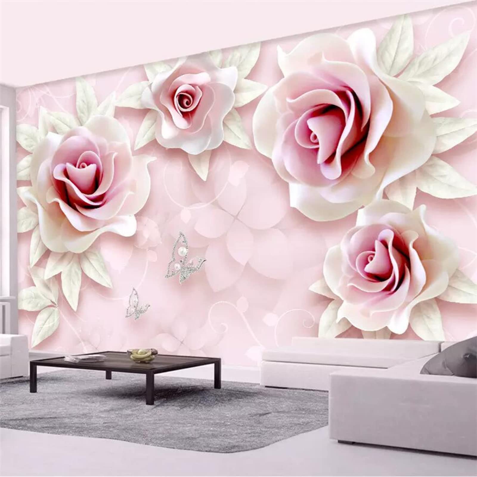 Murale 3d soggiorno camera da letto seta stoffa carta da parati rosa in rilievo rosa decorazione casa sfondo arte adesivo