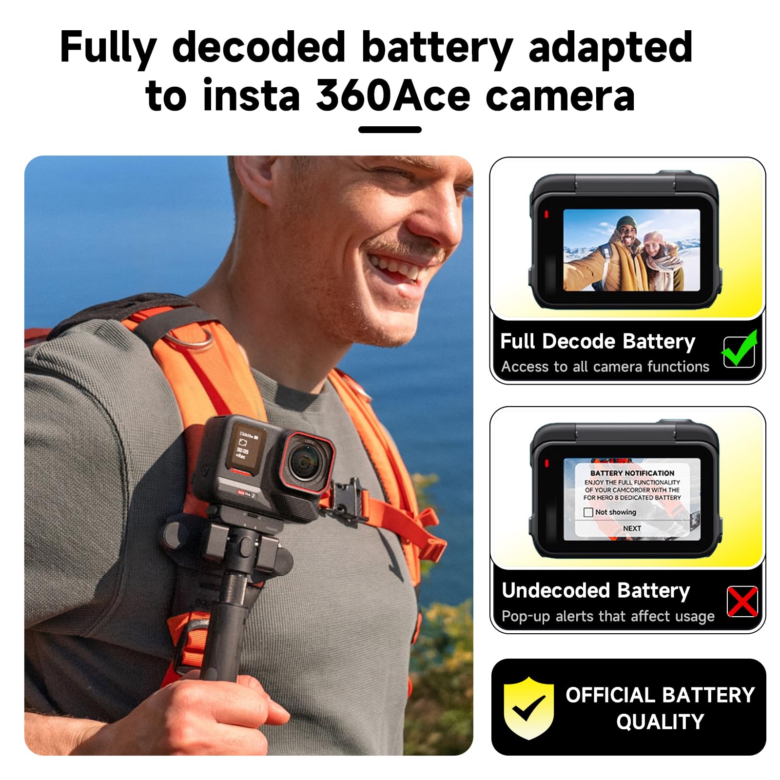 CITYORK [Confezione da 3] 2400mAh Batteria per .Insta-360. Ace/Ace Pro/Ace Pro 2 Batteria di ricambio, Batteria ricaricabile di Accessori per fotocamere sportive, Alta capacità, Facile ricambio
