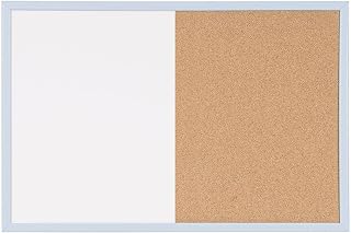 MasterVision Pastel Combo Bulletin and Dry Erase Board, 36" x 24", Blue Frame, Decorative Magnetic Whiteboard and Cork Board, Wall Décor for Home, Office, Dorm, or Classroom