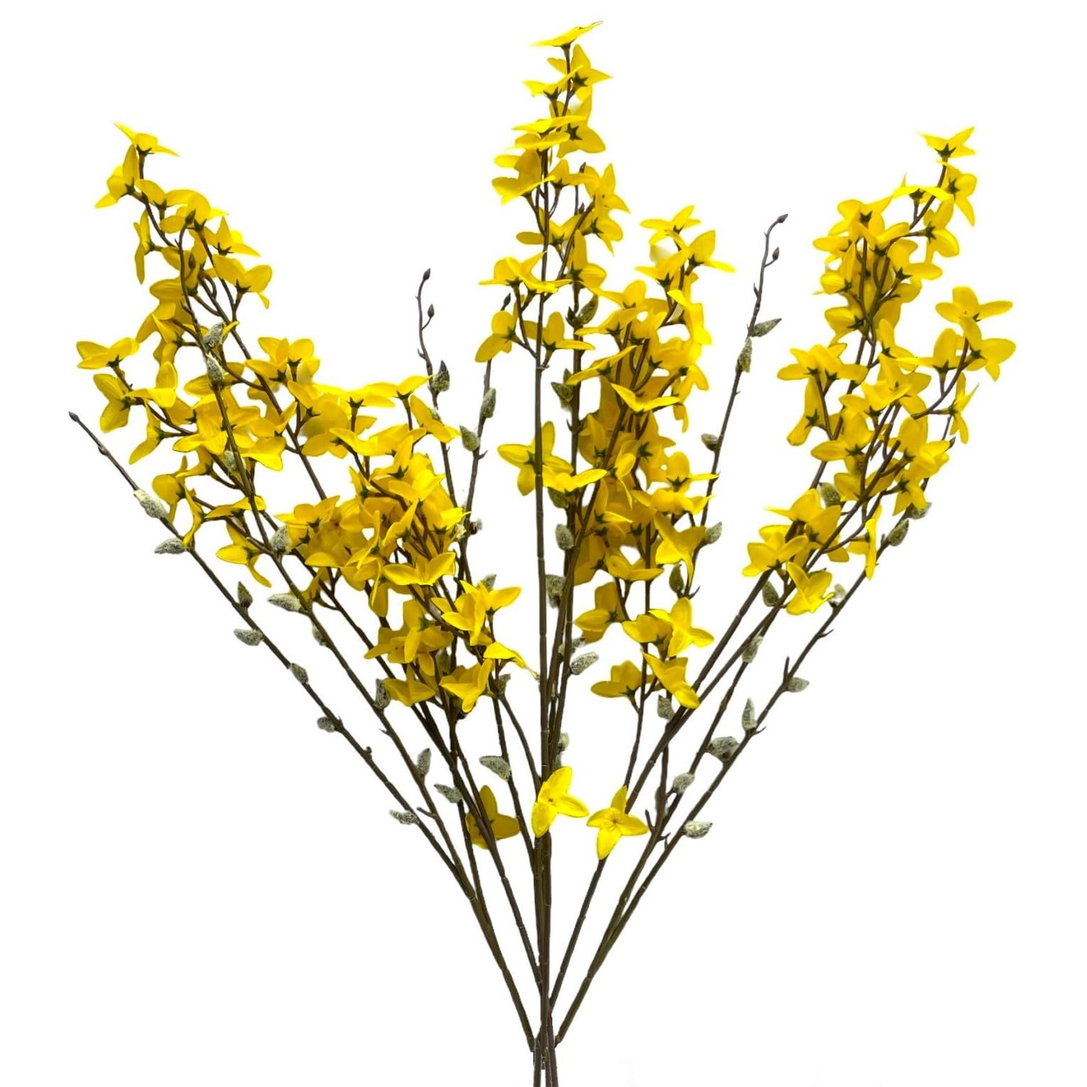 naninoa Künstlicher Osterstrauß. 1 Set. 50-75cm Künstliche Blume Osterstrauch Osterdeko Weidenkätzchen Forsythie GELB