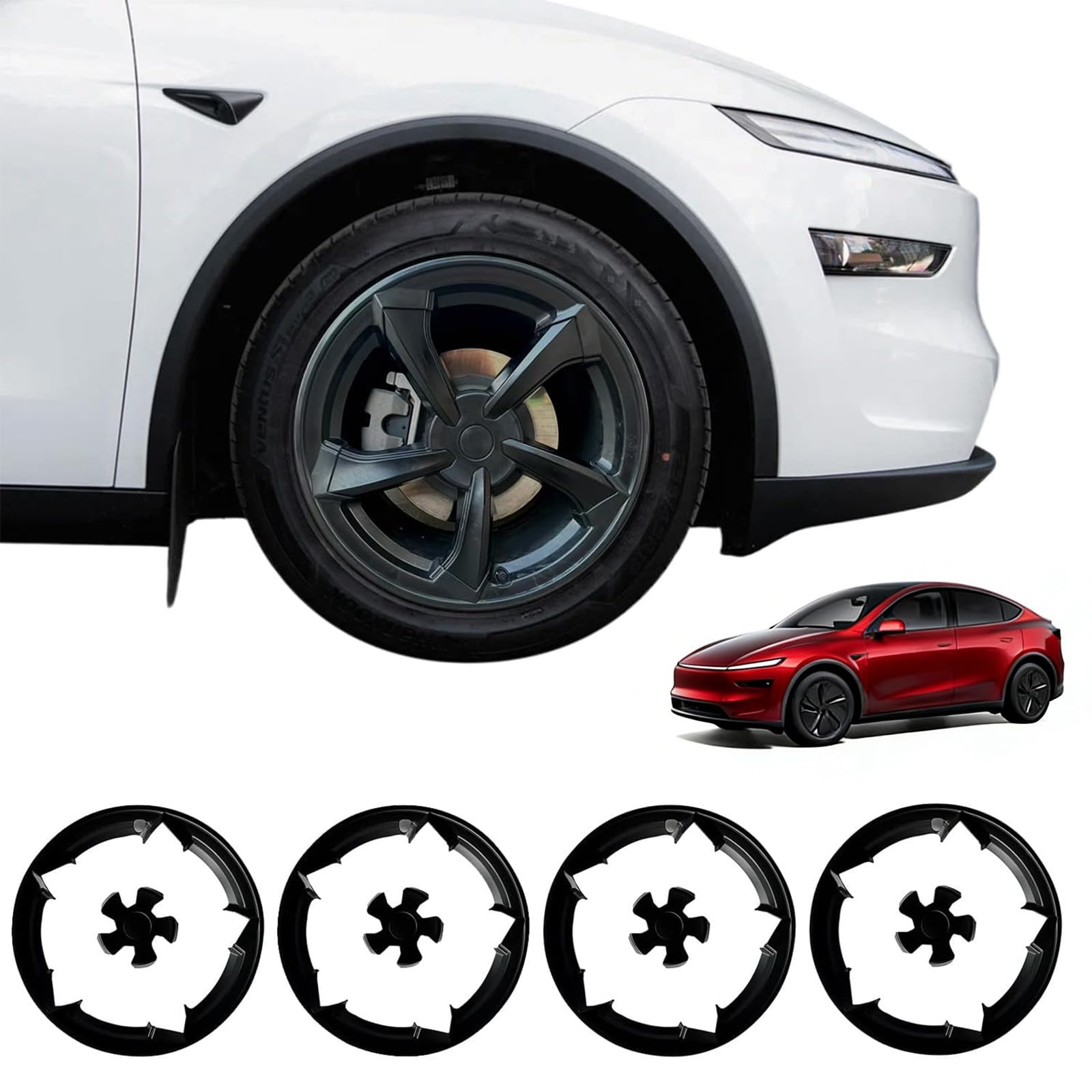 Lot de 4 protections de roue de qualité supérieure de 48,3 cm pour le transport en ABS, cadre absorbant les chocs, montage rapide, accessoire de roue