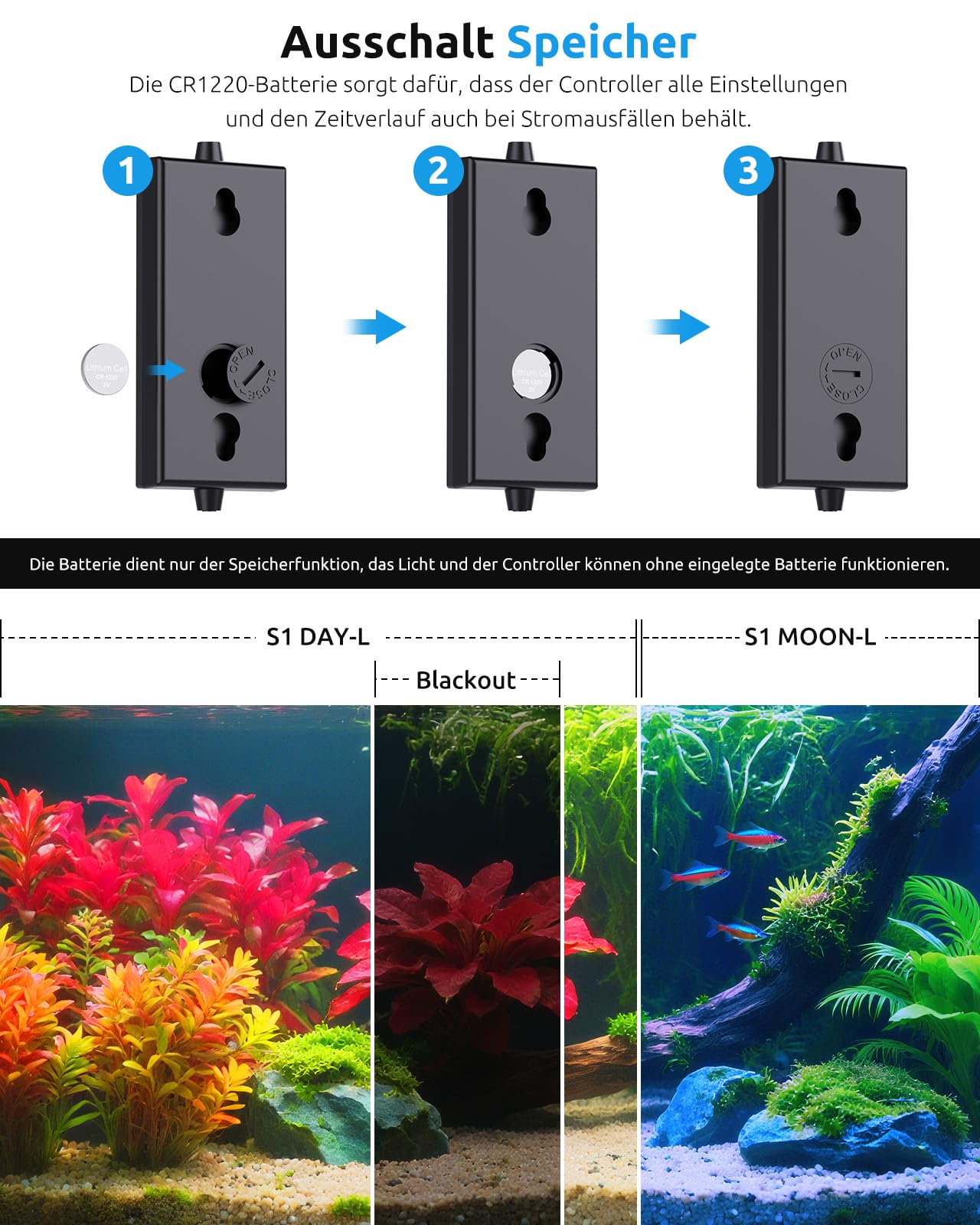 SEAOURA Aquarium Lampe mit Temperaturalarm, 90-106cm Vollspektrum LED, 24/7 programmierbar mit Speicherfunktion, WRGB individuell, 20 dimmbare Helligkeitsstufen für Süßwasseraquarien