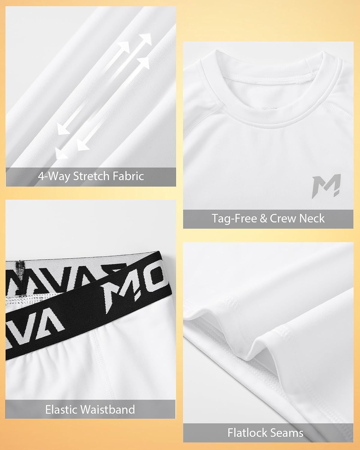 Moozava Boys Thermal Underwear Set Fleece Lined Compression Shirt Pants Kids Youth Long Sleeve Base Layer Football Sports